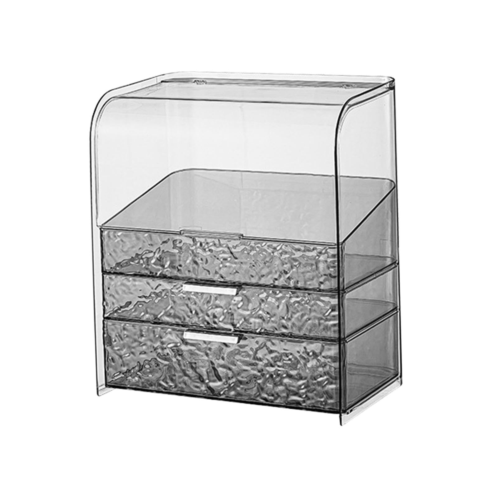 Organizador de Maquillaje Estuche de Almacenamiento Cosmético con Tapa Y Cajones para Mostrador Material Pet Transparente Protección de Maquillaje Ade, Gris, con Tapa