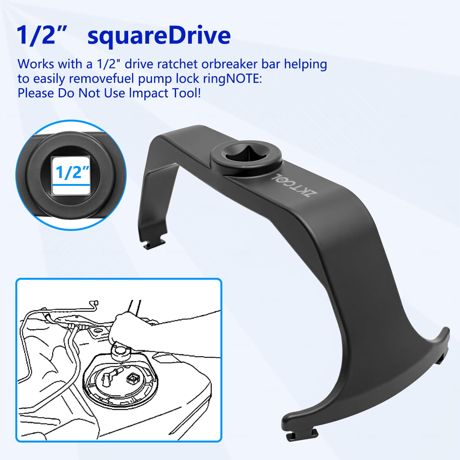ZKTOOL Attrezzo per Anello di Bloccaggio del Serbatoio del Carburante, Strumento per la Rimozione e l'Installazione del Mittente della Pompa del Carburante, per Benz BMW Land Rover Dodge Ford Jeep