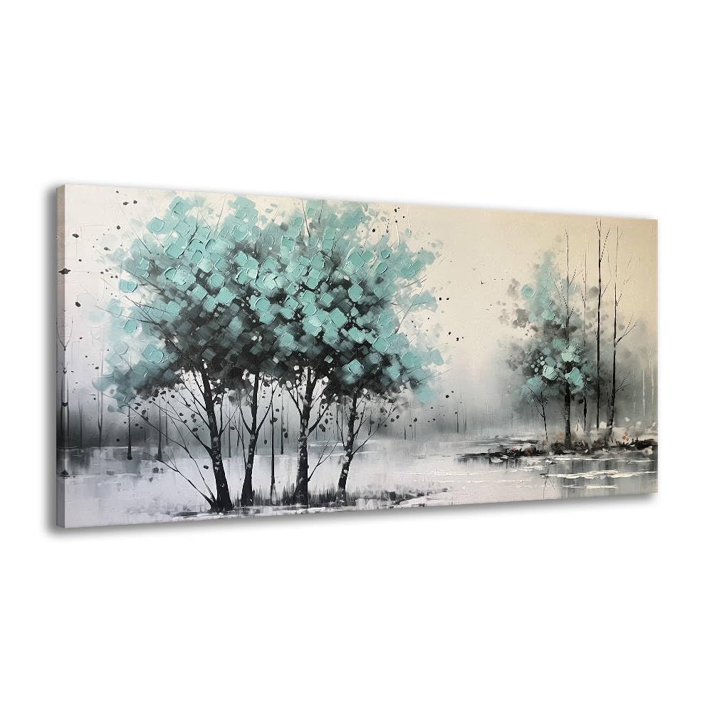 BYXART Abstract Blue Tree Wall Art