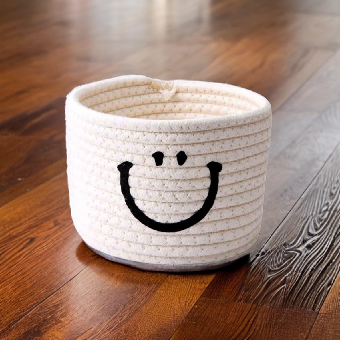 RUGSZONE Cute Storage Basket With Handles for Dog Toys, Blankets, Baby Toys - Living Room and Nursery Décor (Large, White Smile) 1