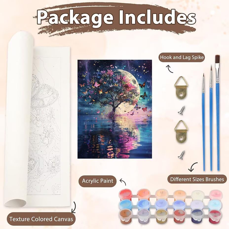 Manualidades Pintura con Numeros para Adultos Kit DIY Árbol Grande Sin Marco 90x120cm 3