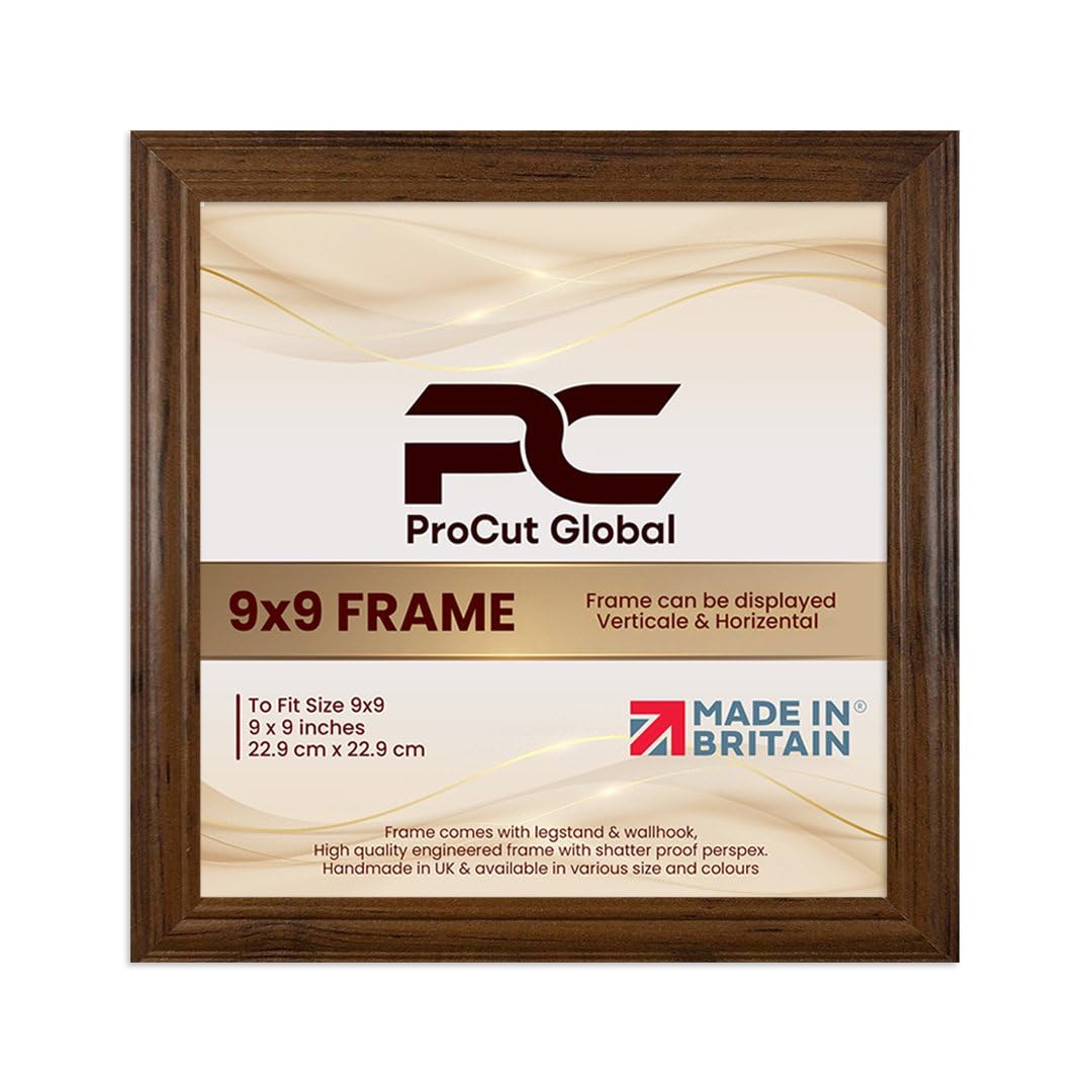 Procut Global 9x9 Walnut Picture Frames - Classic Wooden Photo Frame with Shatterproof Perspex for Wall or Tabletop - Perfect for Posters, Certificates & Prints - Sizes & Colors Available โ image 1