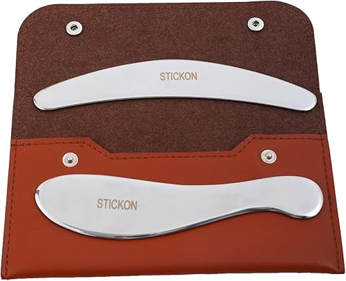 Miniatura 7 de STICKON Herramienta de masaje Gua Sha 2 en 1 de acero inoxidable GuaSha Raspar Masaje Herramientas IASTM gran herramienta de movilización de tejidos