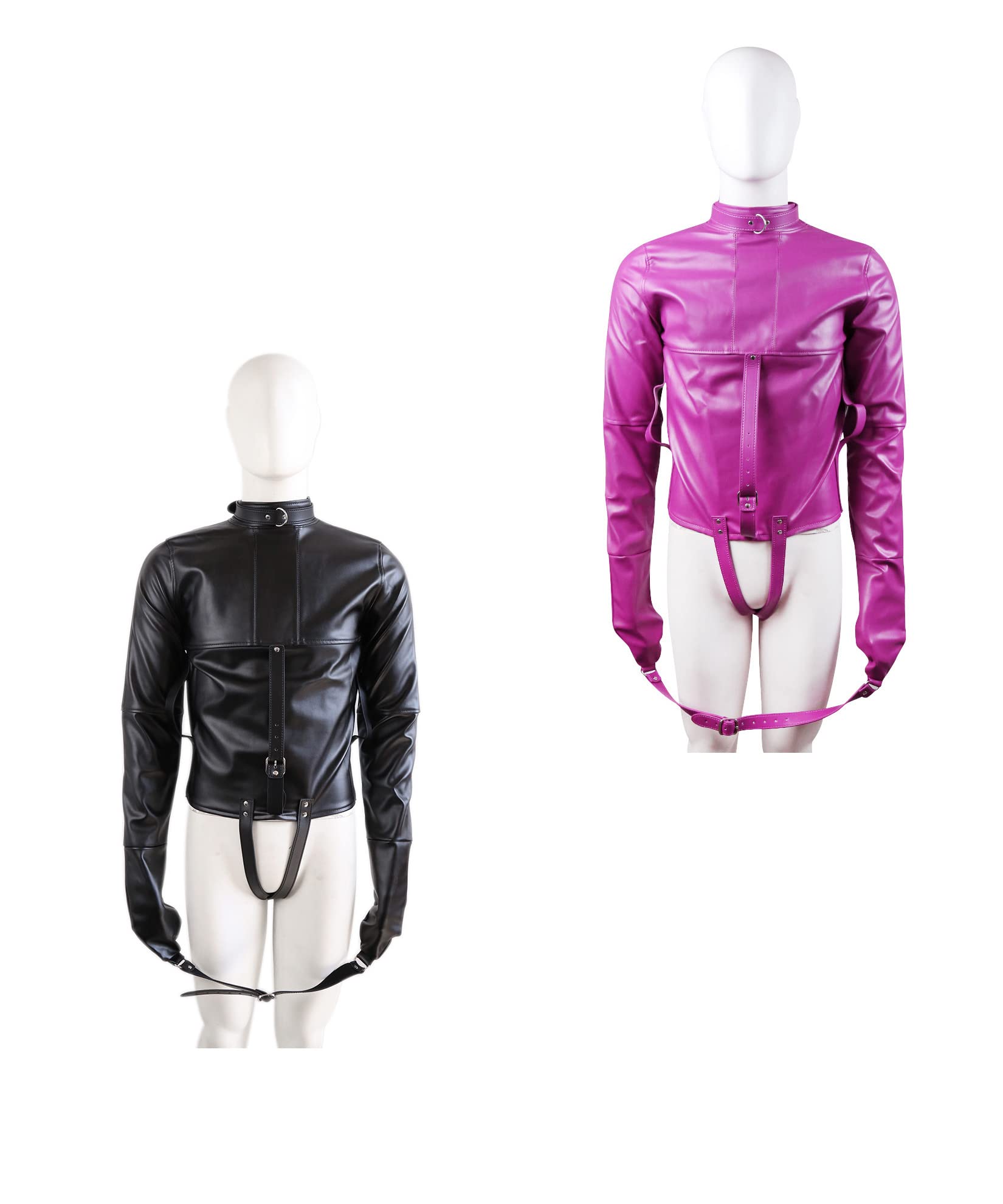 Cintura di castità in pelle costume manette di ritenuta BDSM bondage lingerie condizionata bondage abbigliamento forzato bondage erotico giocattoli del sesso for uomini donne(Schwarz)