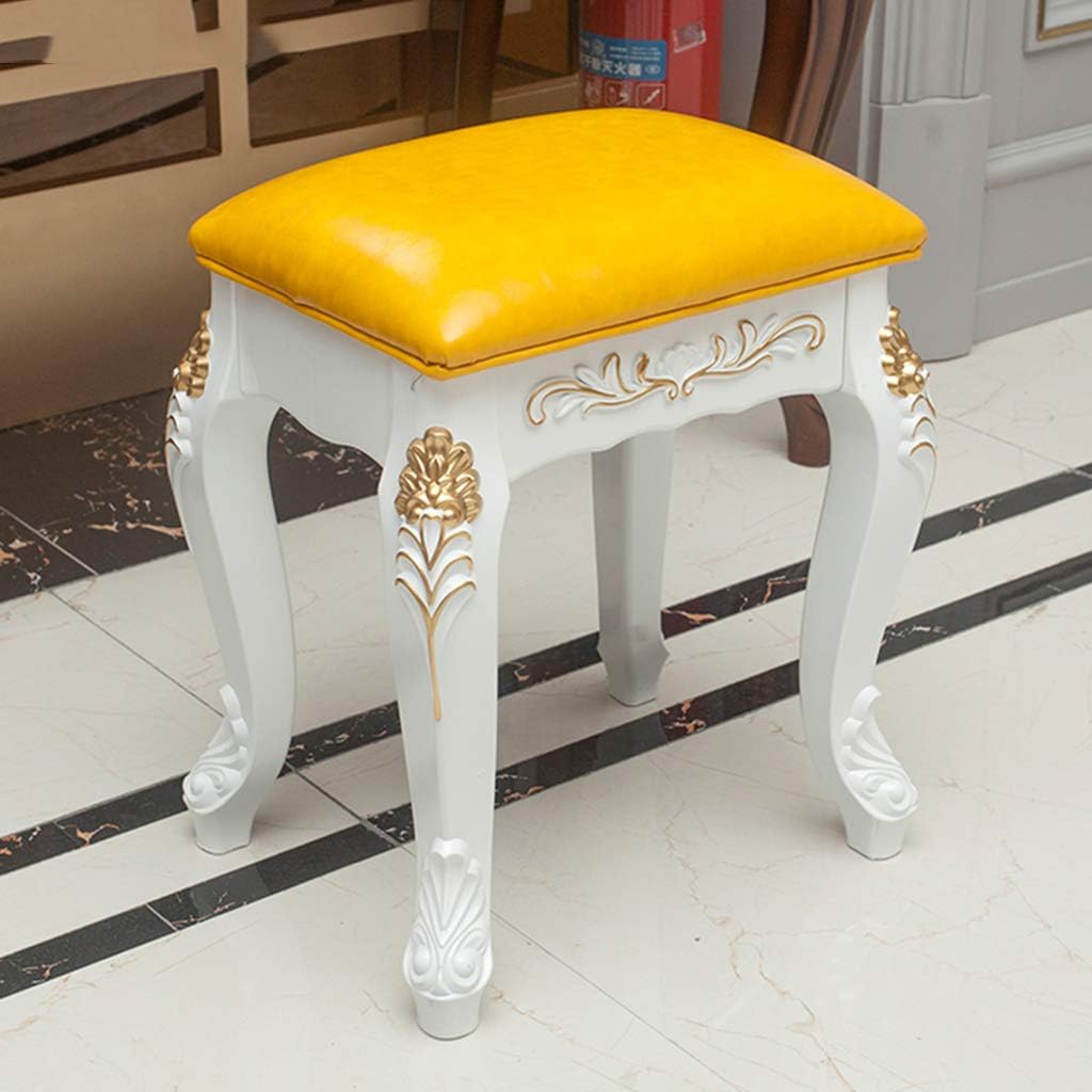Vanity Benches Vintage Dressing Table Stool Padded Bench Chair Makeup Seat Baroque Piano Chair with ABS Plastic Steel Legs for Bedroom