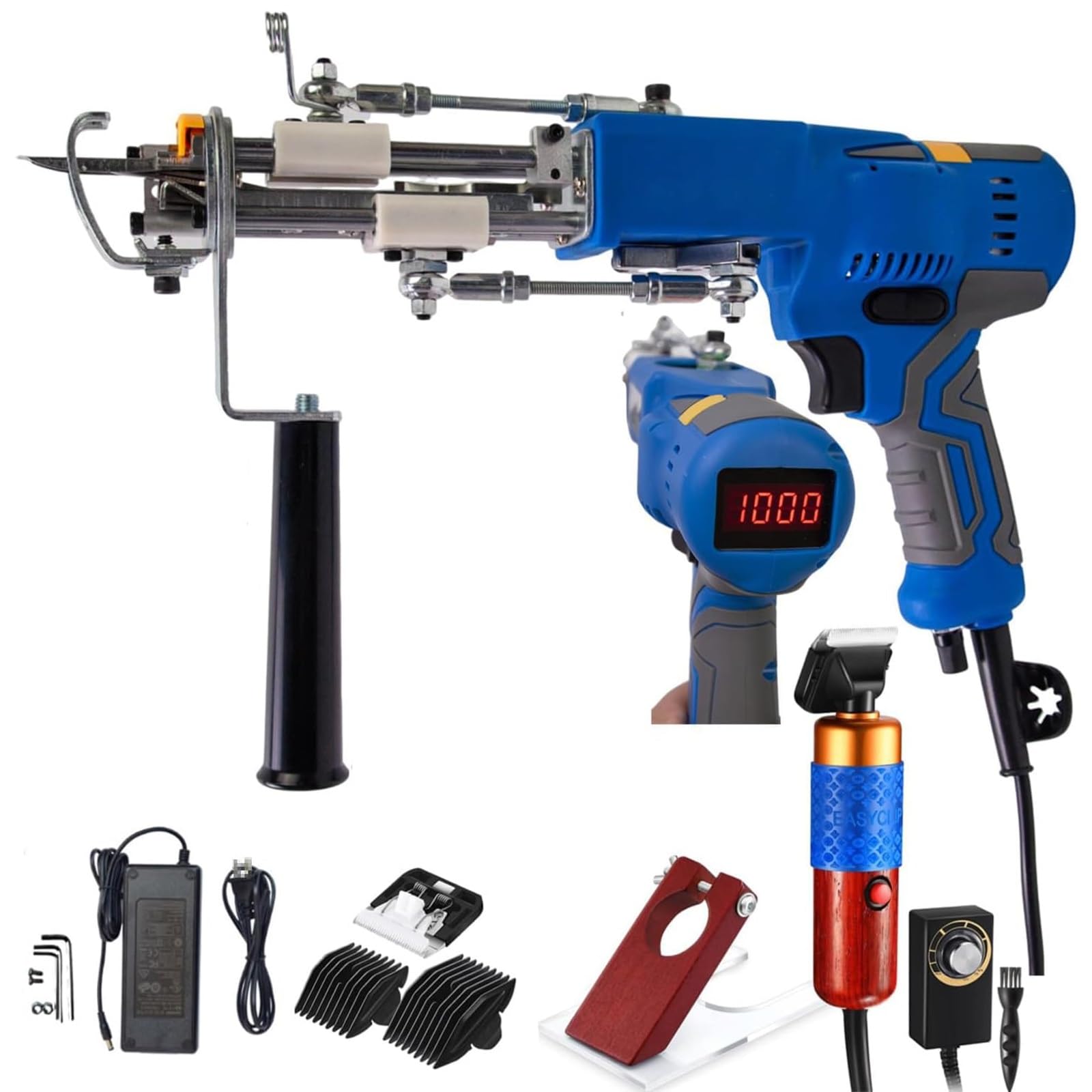 Rug Making Kit with Tufting Gun and Carpet Trimmer, 2 in 1 Cut & Loop Pile Machine, Adjustable Speed 1000-6000 RPM, Beginner Friendly DIY Rug Maker for Custom Carpet Projects(with Trimmer)