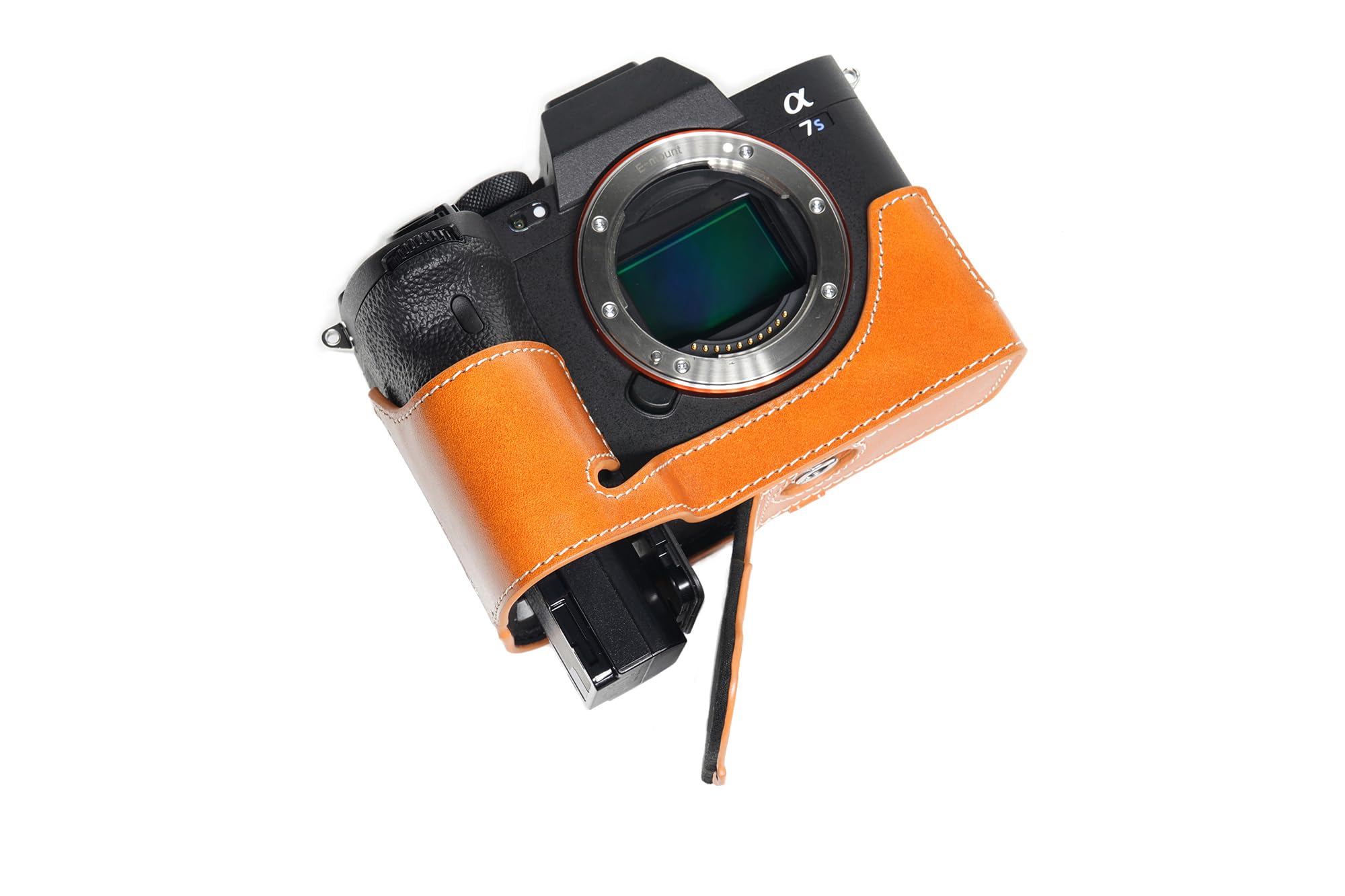 Handgefertigt aus echtem echtem Leder halbe Kamera Tasche Tasche für Sony A1 A7S Mark iii A7S3 Sandy Brown