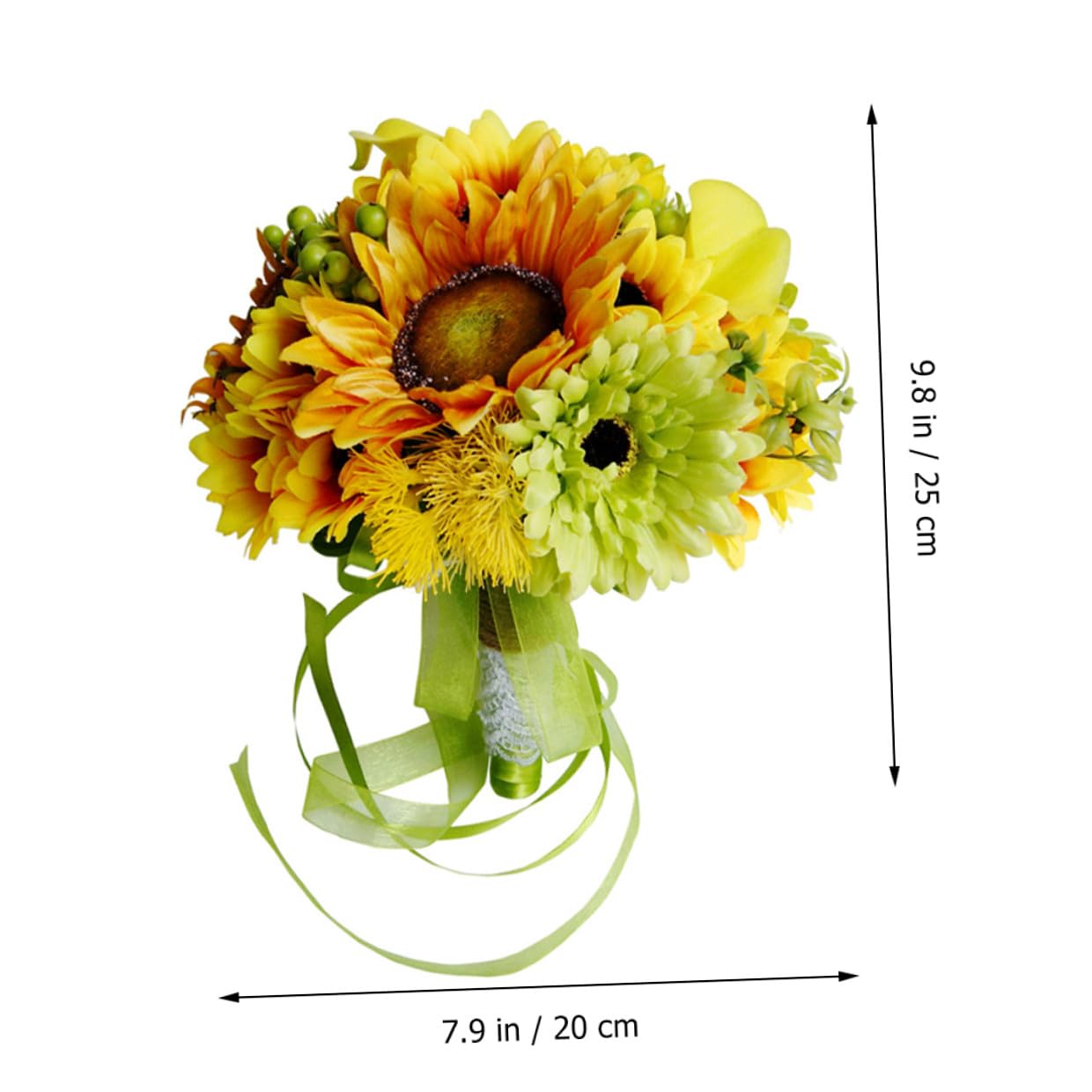 BESPORTBLE Künstlicher Sonnenblumen Brautstrauß Pflegeleichte Hochzeitsdeko Langlebiger Kunstblumenstrauß für Braut Party