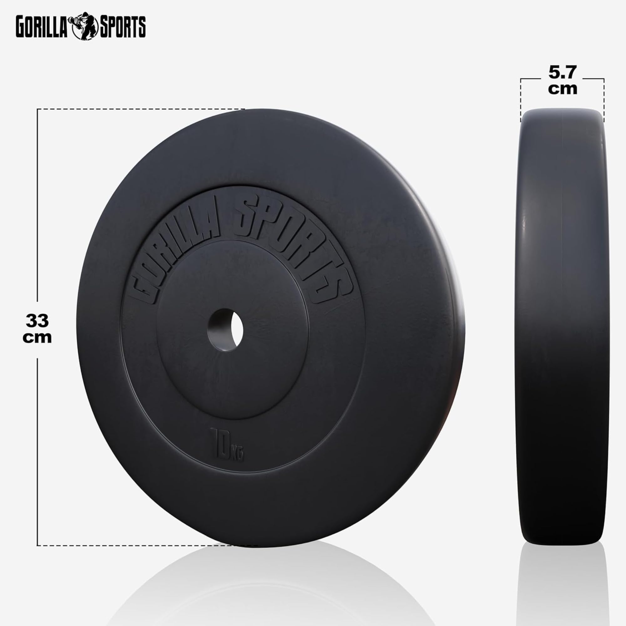 GORILLA SPORTS® Juego de mancuernas – 60 kg, 100 kg o 130 kg, barra larga de 170 cm, 2 mancuernas, discos de plástico de 30 mm, con cierres de estrella – Juego de mancuernas, mancuernas, pesas y