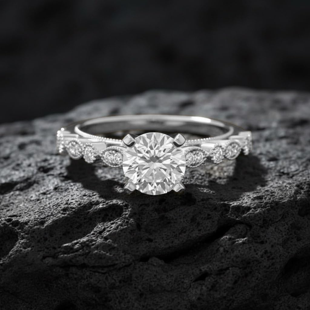 1 Carat Diamond Engagement Ring in 14K Solid Gold