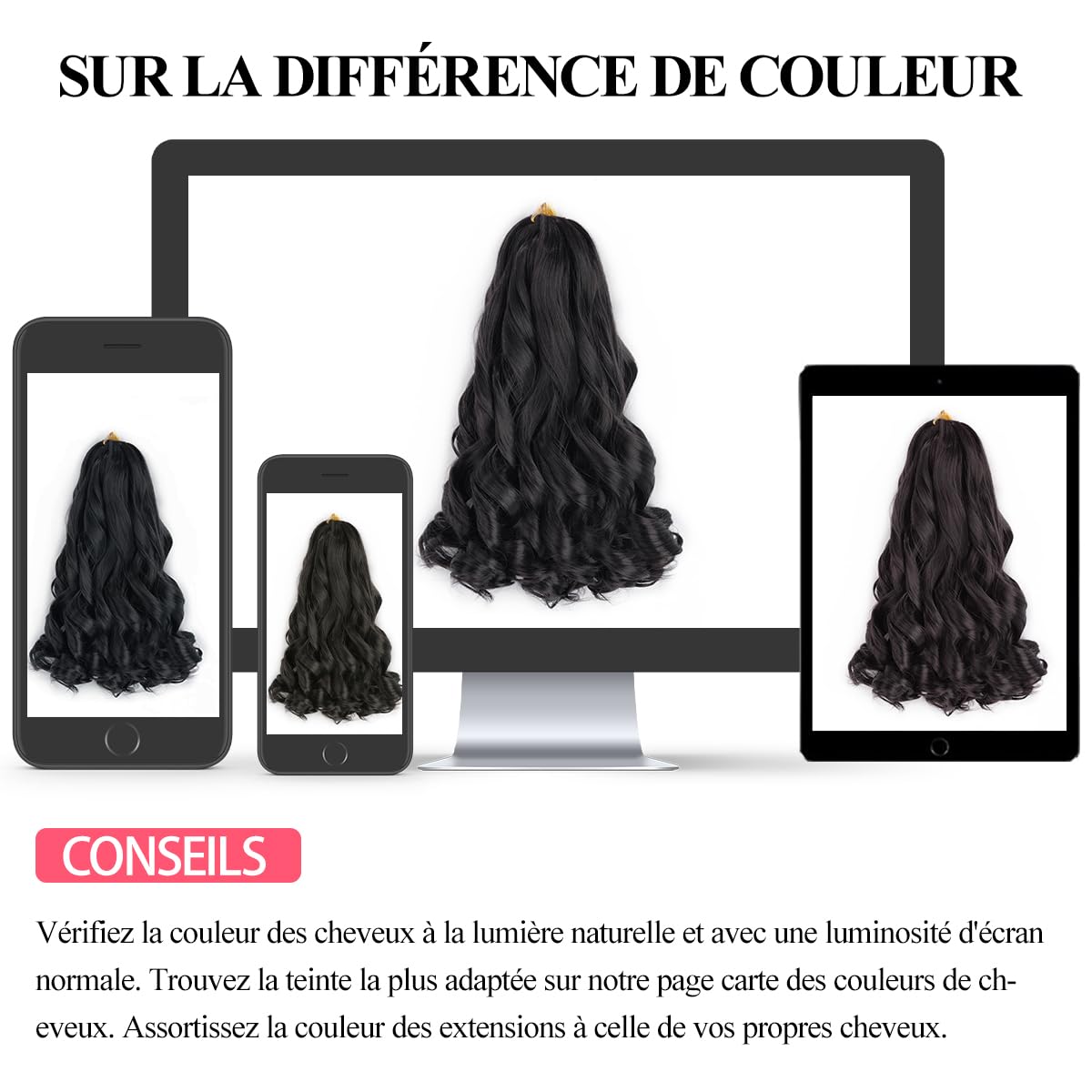 18 Inch French Curly Braiding Hair 8 Packs Natural Black Synthetic French Curl Crochet Hair for Black women(1B#, 18Inch (Pack of 8))