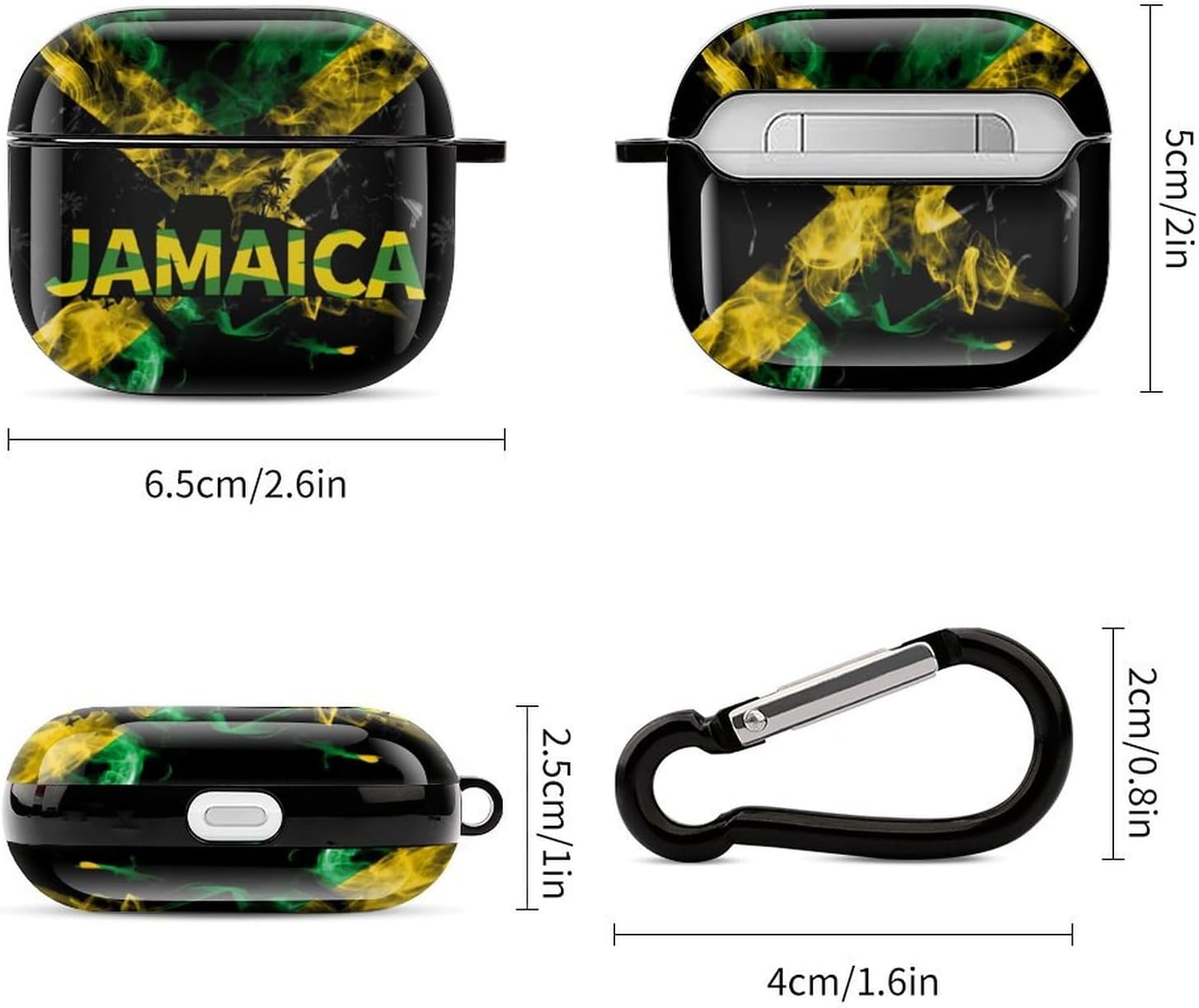 Jamaican Flag Compatible with Airpods 3 Case Cover,Case for AirPods 3rd Generation Case with Keychain Hard Shell Shockproof