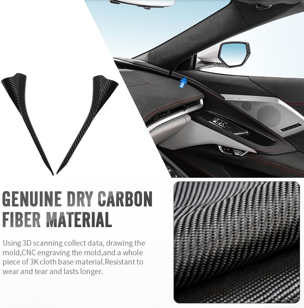 Dry Carbon Side Dashboard Cover Trim for Corvette C8 Z51 Z06 E-ray Coupe Stingray Convertible 2020 2021 2022 2023 2024 2025,for Corvette C8 Door Hand Rest Panel