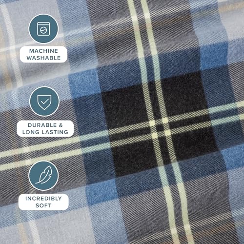Bare Home Flannel Sheet Set Prints (King, Symphony Plaid - Blue) by Bare Home - Used condition - Image 3