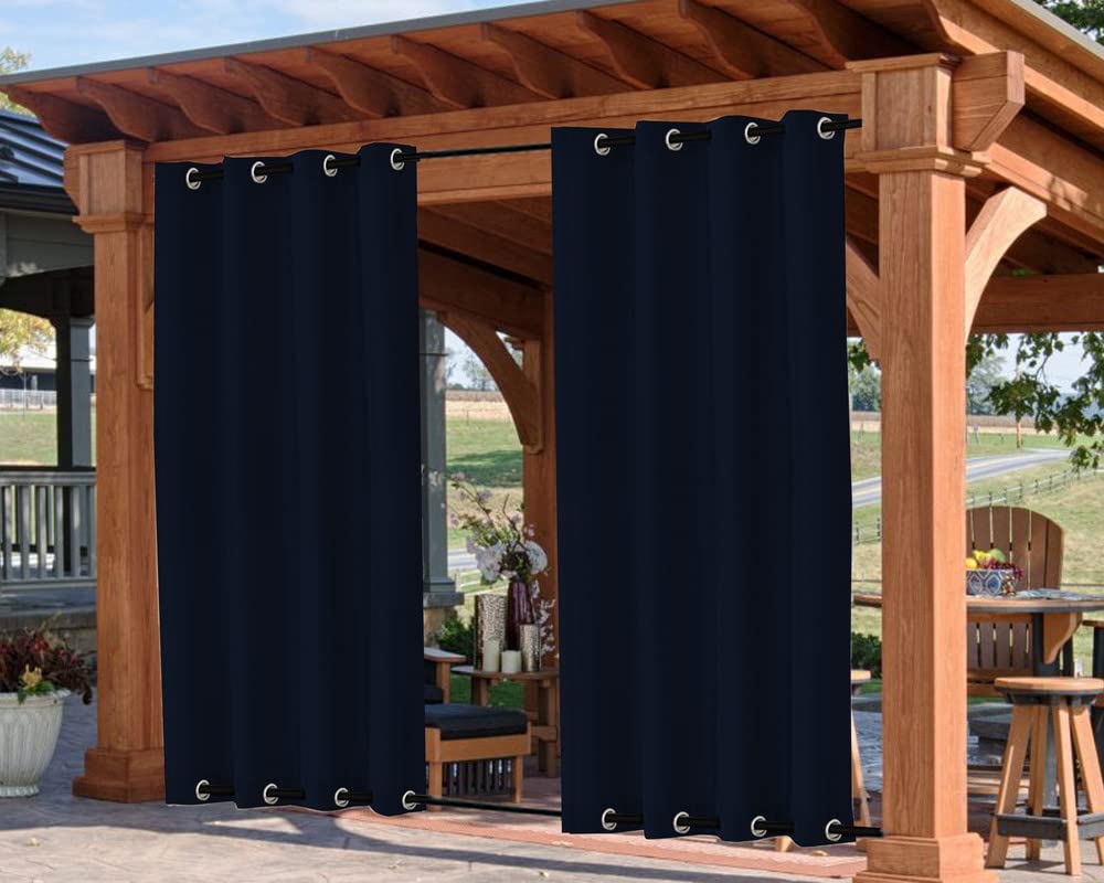 Duronet - Water Repellent Rain & Sun Light Blocking Top & Bottom Grommet with SS Eyelete Privacy Outdoor Curtains (Navy Blue 4.5X4.5 Feet) 1 Piece-image-20