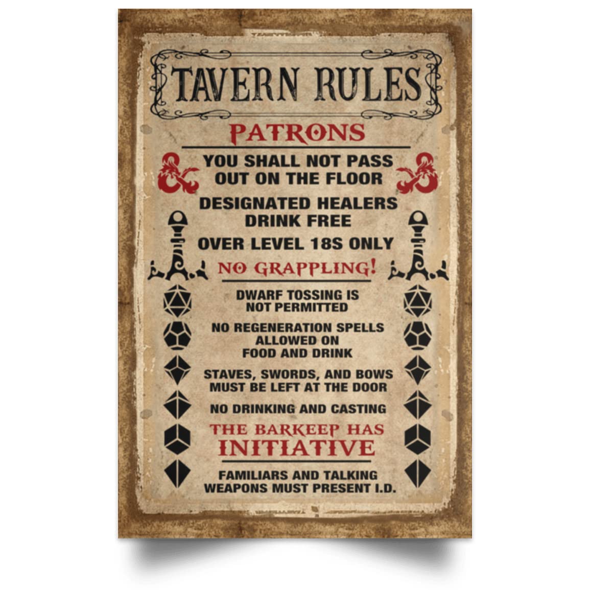 Bioprocess Tinsignc6964 Tavern Rules Wall Decor Kitchen Decor Wall Decor Poster Metal Sign 8X12 Inches