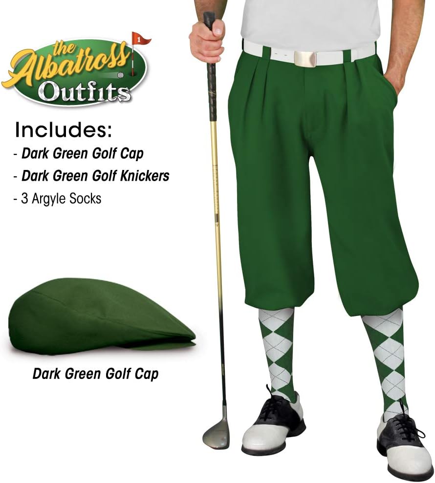 Golf Knickers Mens Albatross Golf Outfit - Golf Cap, 3 Argyle Socks