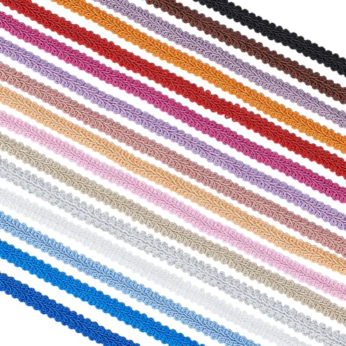 PH PandaHall 34yards Gimp Braid Trim, 16 Colors Braided Cord Polyester Woven Braid Trim Decorative Gimp Trim Ribbon for Sewing Hand DIY Crafts Costume Home Decorative, 3/8 Inch~1/2 Inch