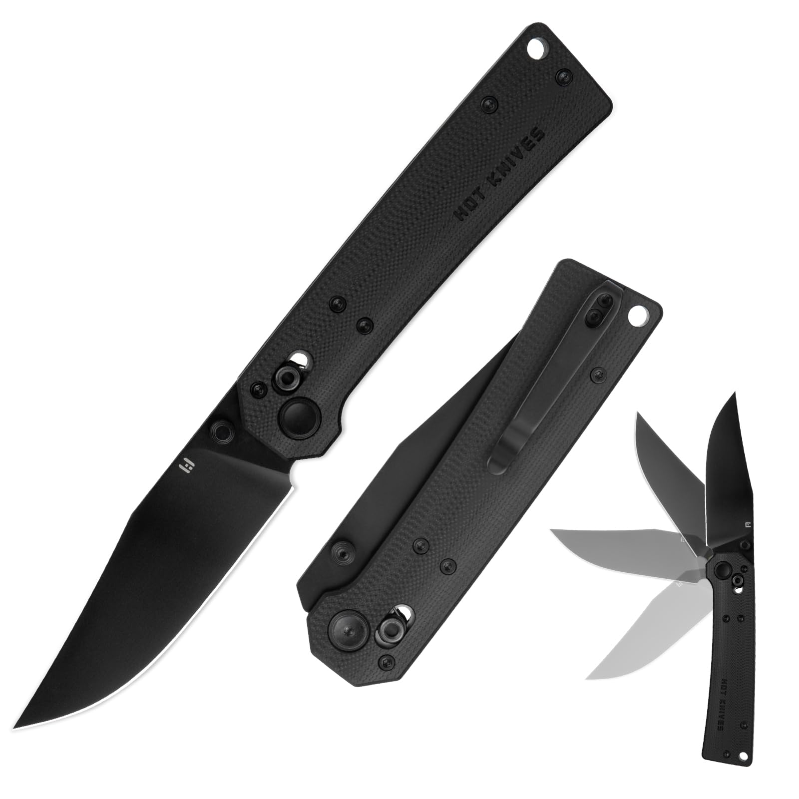Pathwright Folding Knife, 3.54" Swedish 14C28N Blade G10 Handle with Crossbar Lock Pocket Knife with Pocket Clip for Camping Survival Hiking EDC Knives for Men Women Black