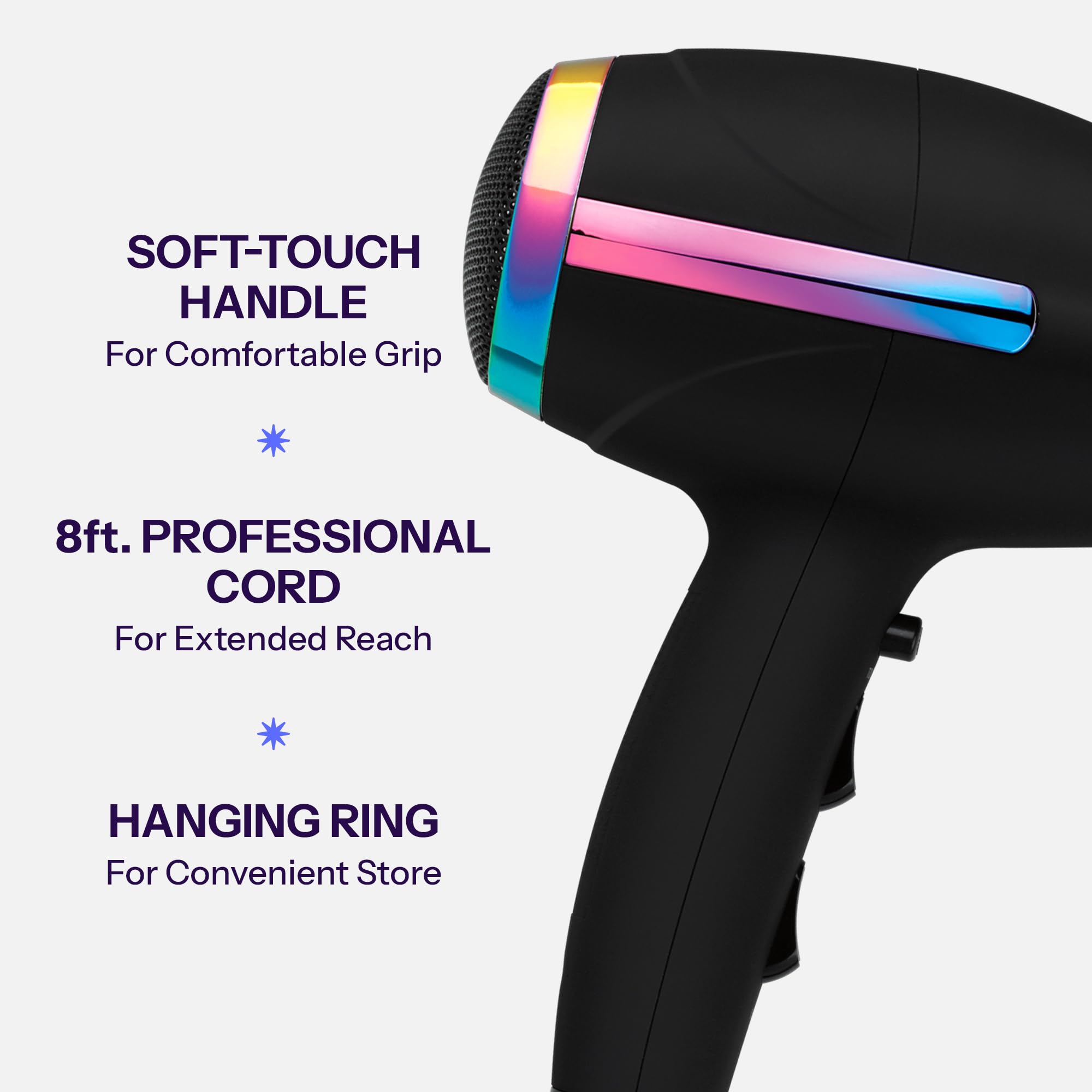 HOT TOOLS Professional Ceramic Rainbow Hair Dryer - Fast Drying Blow Dryer with Quiet Operation and Ion Technology for Long-Lasting and Shinier Hair - 1875 Watts