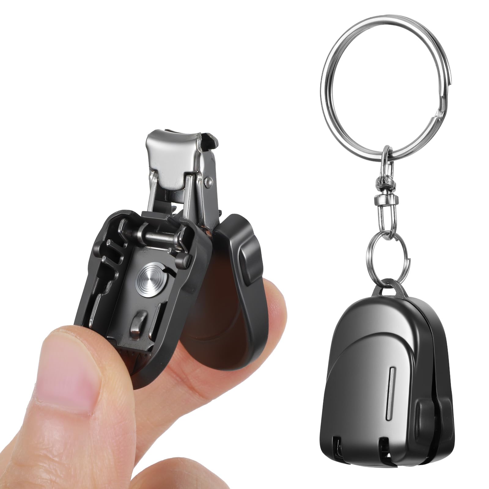 Mabor Portable Mini Nail Clippers, Travel Nail Clippers, Metal Folding Small Fingernail Trimmers, Black Stainless Steel Toenail Clipper Keychain Accessories, Travel Size