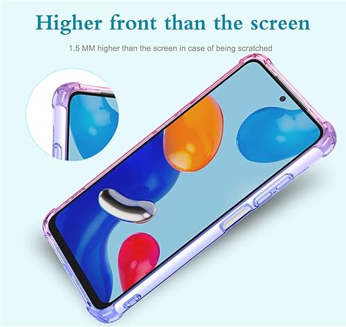 Miniatura 5 de Para Redmi Note 11 4G/Redmi Note 11S 2201117TY Caso, lindo gradiente claro delgado a prueba de golpes suave flexible TPU cubierta protectora del