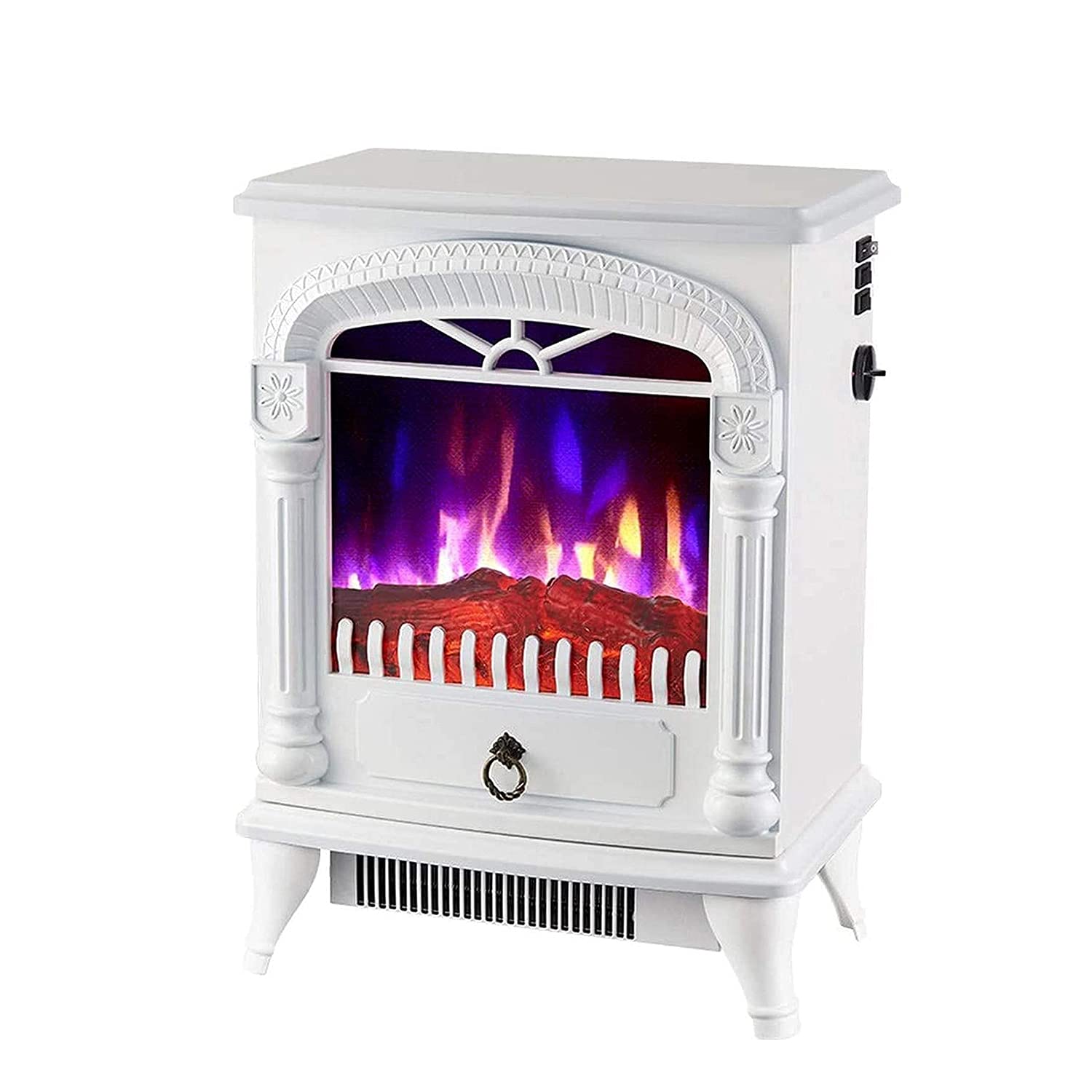 Amazon.com: ROLTIN 1000/2000W Freestanding Electric Fireplace. Indoor Heater  Stove Wood Led Burning Effect Flame, with Thermostat Control,Black (Black)  (White) : Home u0026 Kitchen