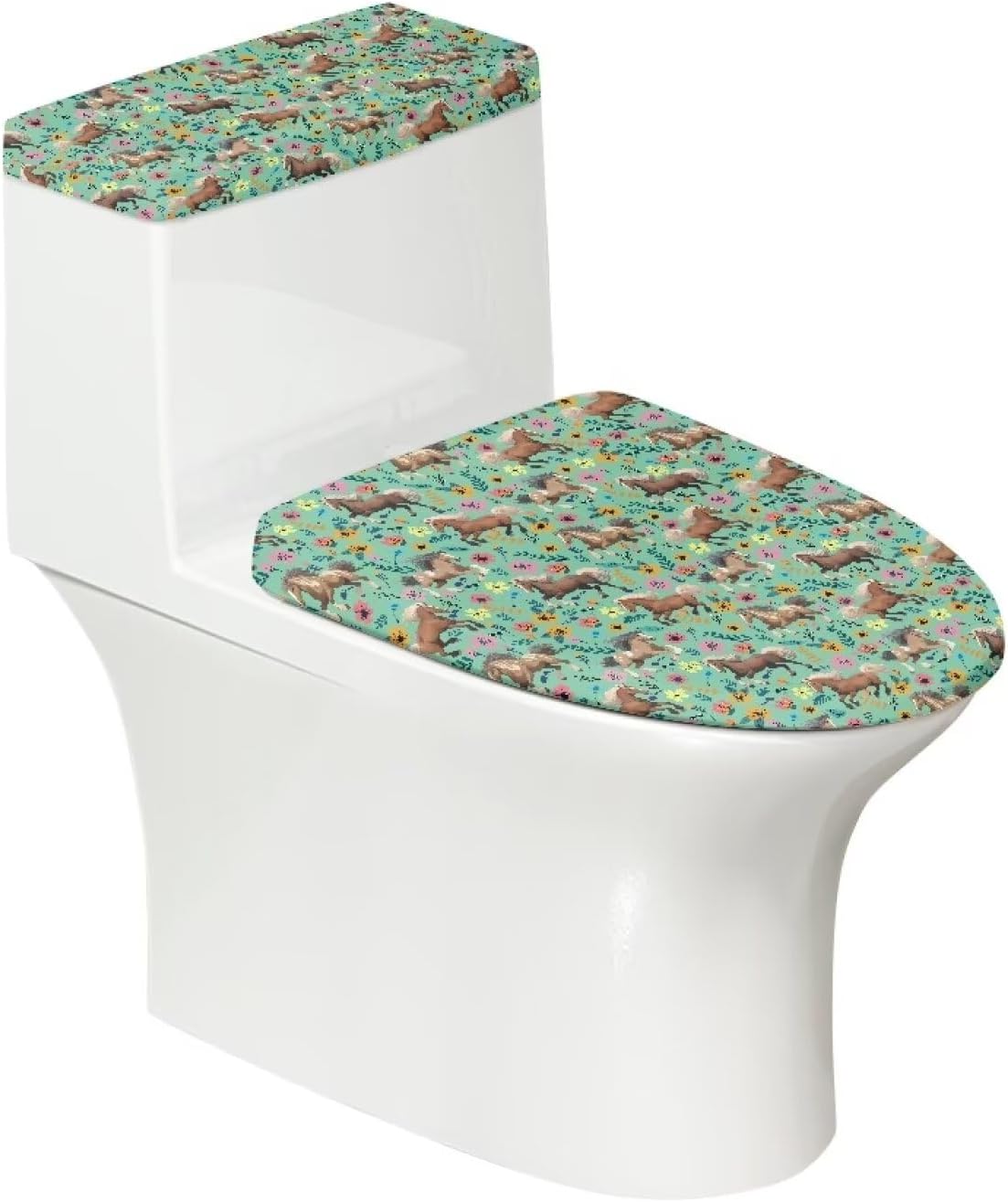 Alpaca Print Toilet Seat Covers for Bathroom Polyester Fabric Soft and Breathable Toilet Lid Cover and Toilet Tank Cover Polyester Fabric Universal for Most Toilet Bowl Lids
