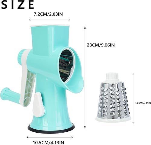 Miniatura 6 de Rallador rotativo de queso con asa, versátil rallador de queso con base de succión antideslizante, triturador de queso y rebanador de alimentos para