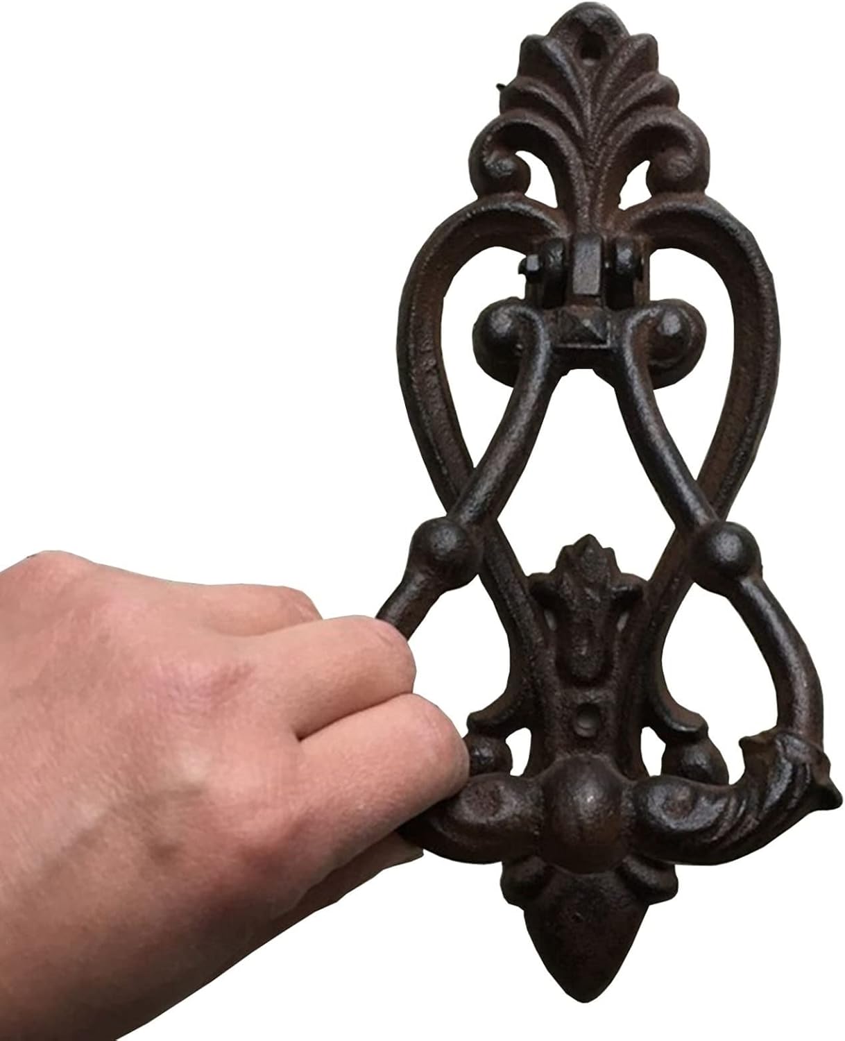 Antique Door Knockers 10inch Tall, Black Solid Cast Iron Wall Decor Door Handle Knocker for Front Door Barn Shed Doors, Gates, Fences, Furniture