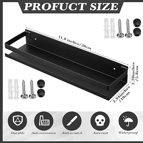 Miniatura 3 de Lallisa 2 estantes flotantes de acero inoxidable para baño, ducha, estantes flotantes montados en la pared, cesta de ducha, estantes organizadores