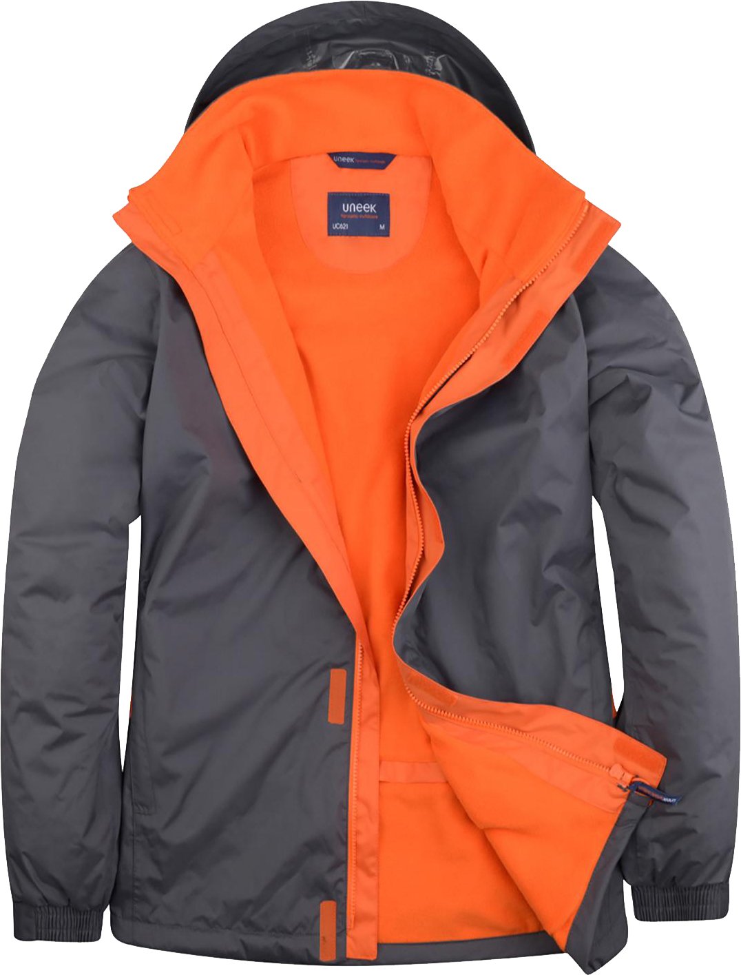 Uneek Uc621 Deluxe Outdoor Jacket Deep Grey/fiery Orange L
