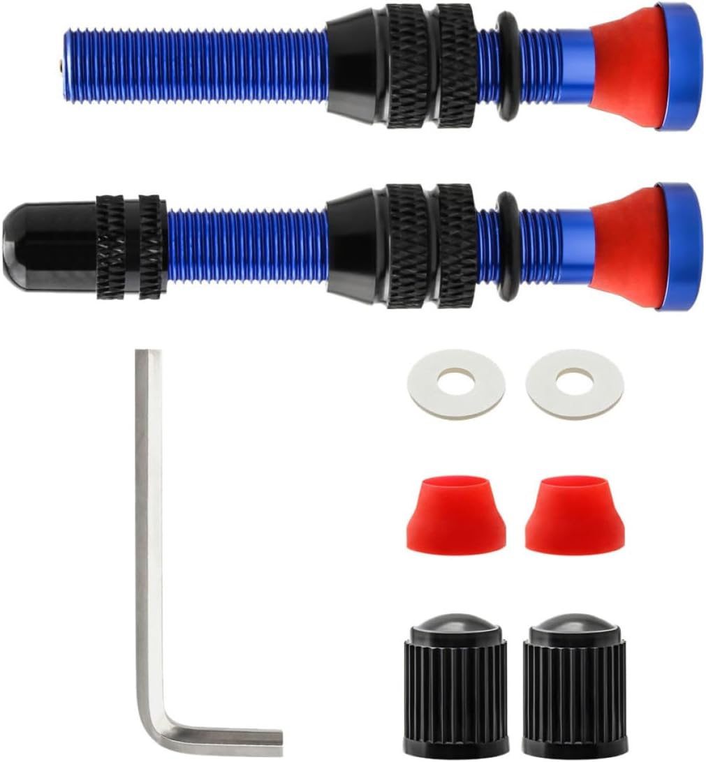 Milisten Mountain Road Bike Tubeless Tire Nozzle Set Aluminum Valve Stem Core Enhanced Friction Lock Nut Compatible with Rim Contours Durable Replacement Accessories