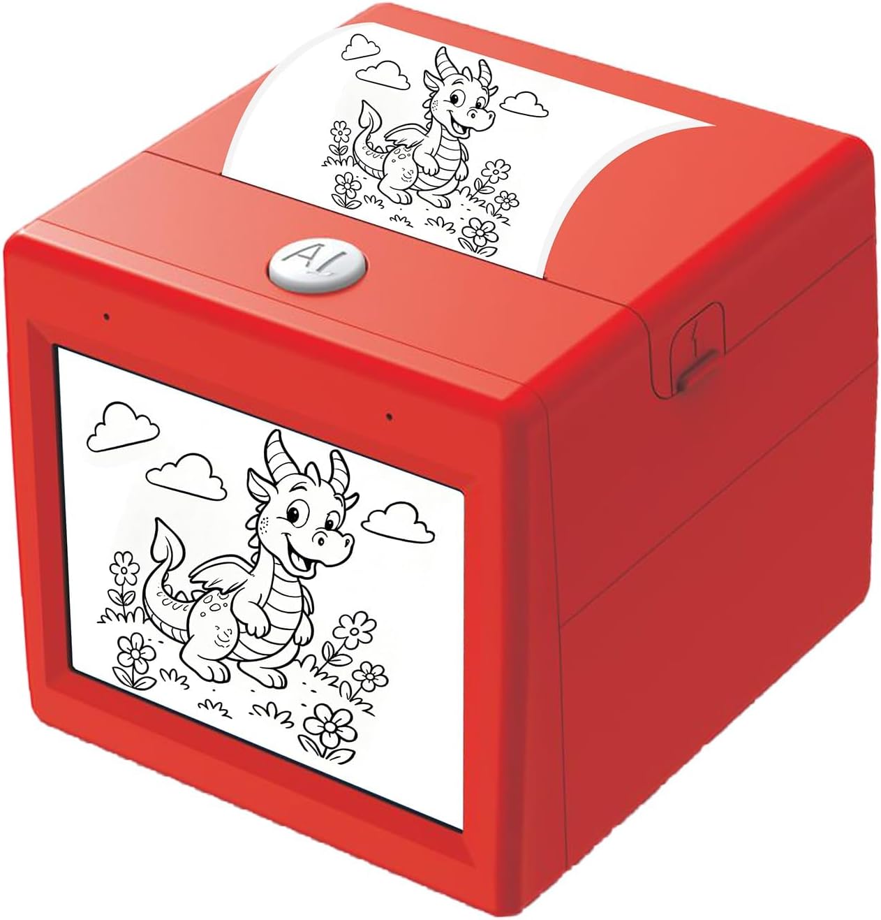 AI Sticker Box Printer, AI Voice Stickerbox Printer Maker Mini Thermal Label Printer With Display, Smart Inkless Portable Sticker Maker For Home, Office Study Diy Projects With Rolls Paper (Red-A)