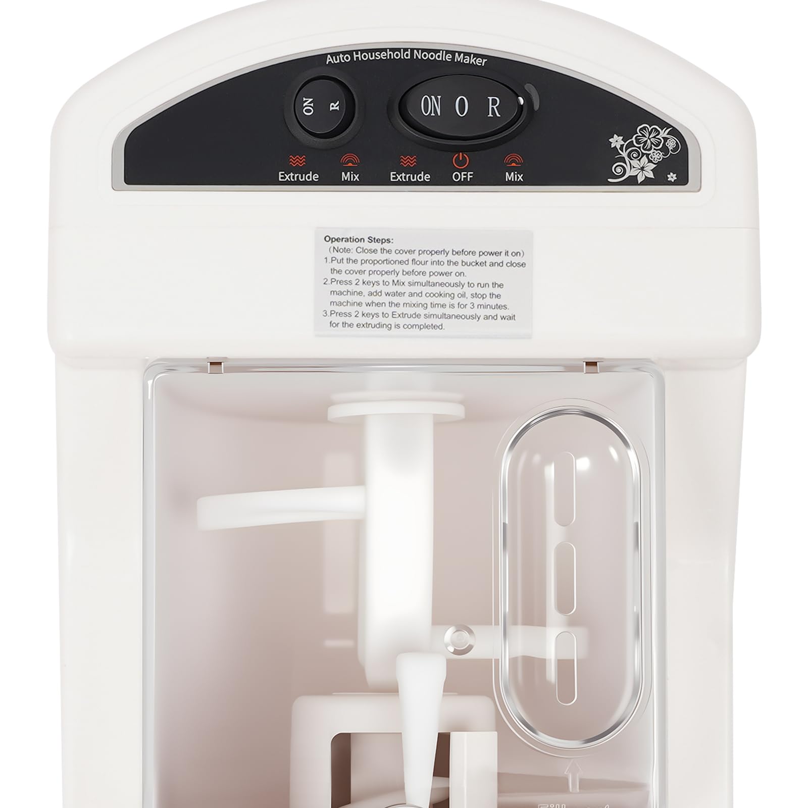 Macchina automatica per la pasta perfetta fatta in casa con nove forme, motore in rame in circa tre minuti di pasta fresca senza additivi per famiglie a casa, salvaspazio bianco