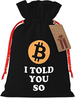 I Told You So Bitcoin Christmas Gift Bags, Santa Wrapping Bags, With Drawstring And Tags Reusable, Xmas Presents Bag, Holiday Party Favors, Birthday & Christmas Gift