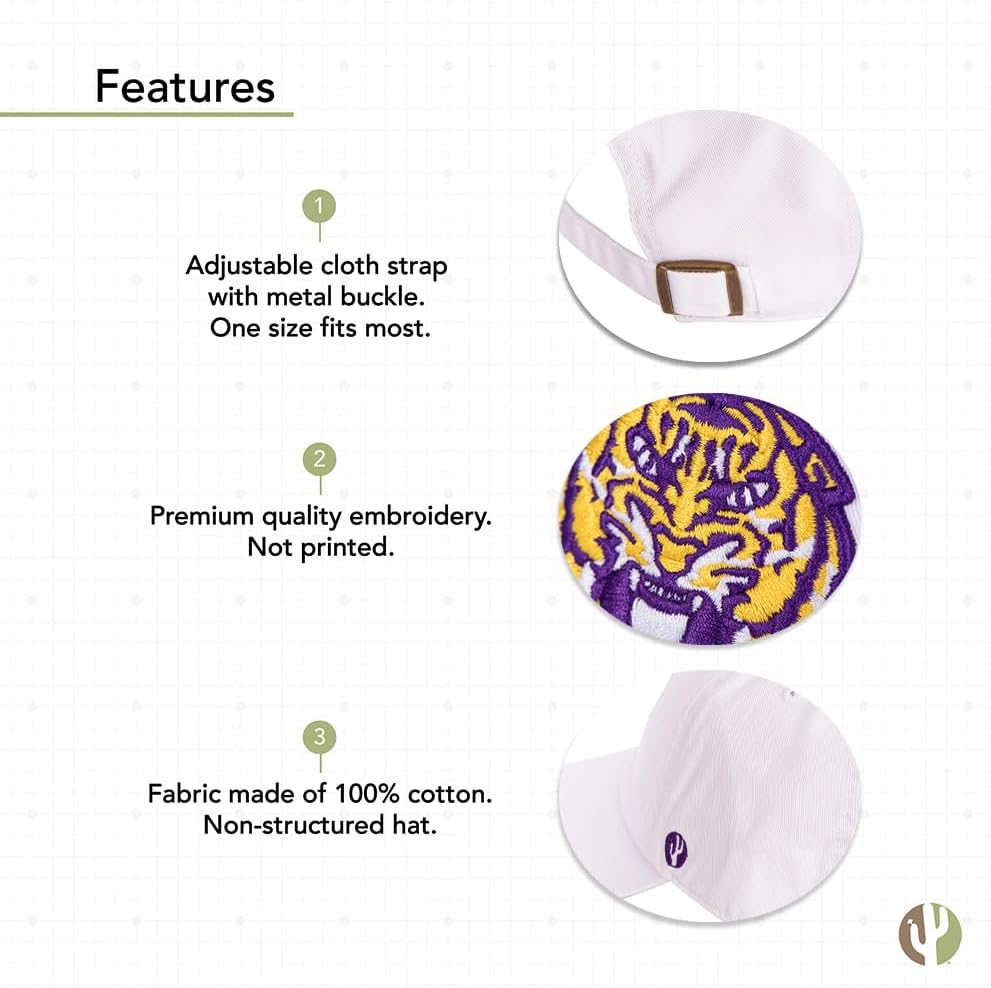 Desert Cactus Louisiana State University Baseball Hat Tiger Geaux Brimmed Embroidered Cap Adjustable Cloth Strap Adult Type A - Image 4