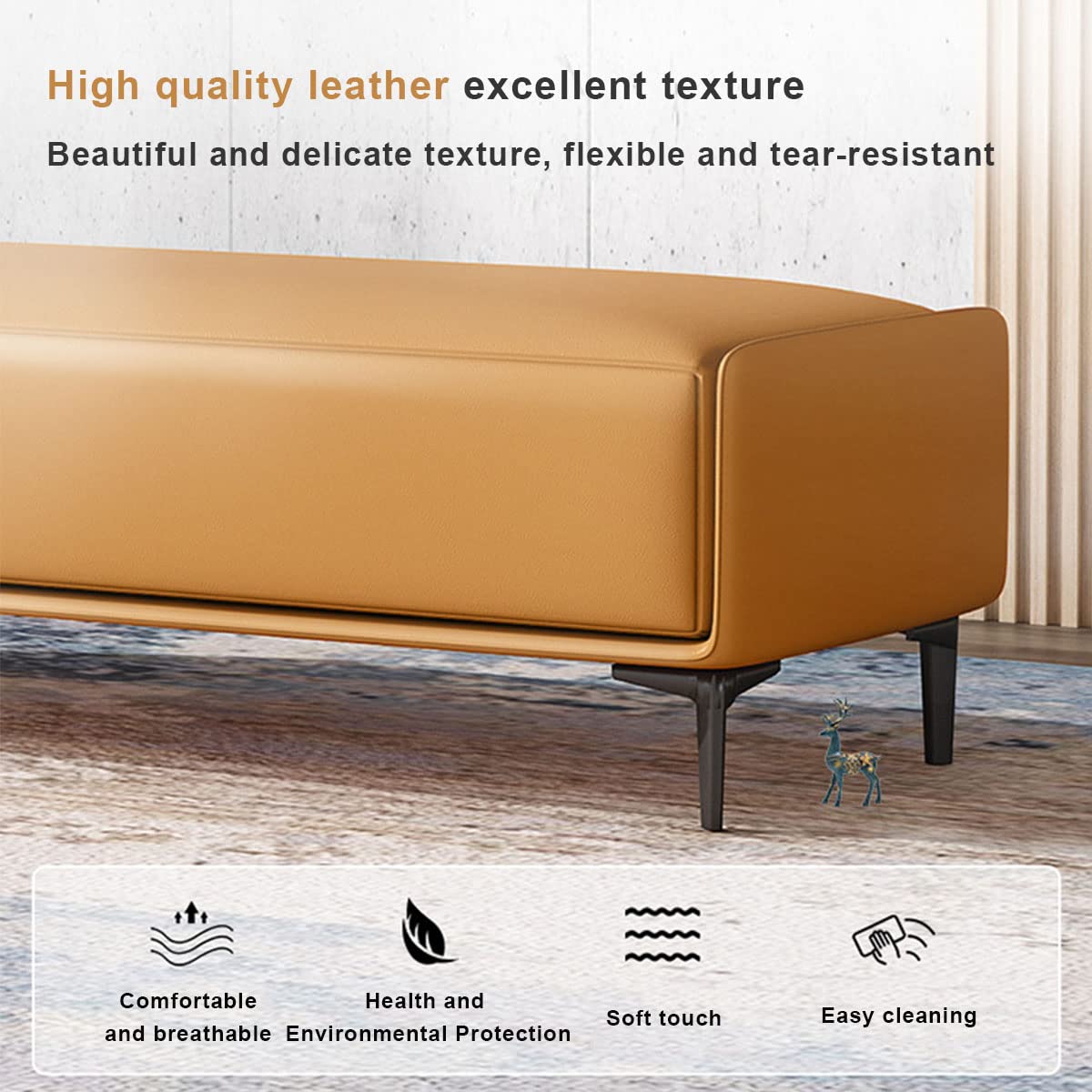 BAKAJI Cassapanca Pouf Contenitore Poggiapiedi Camera da Letto Panca Sgabello Struttura in Legno