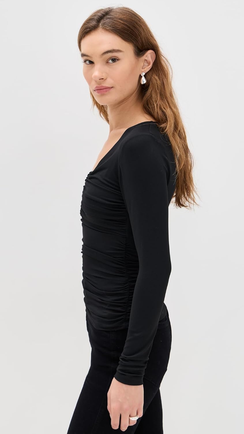 Susana Monaco Women's V Neck Long Sleeve Top