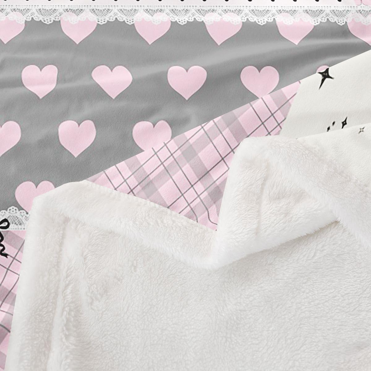 Castle Fairy Patchwork Heart Throw Blankets 50"×60",Kids Girls image 4