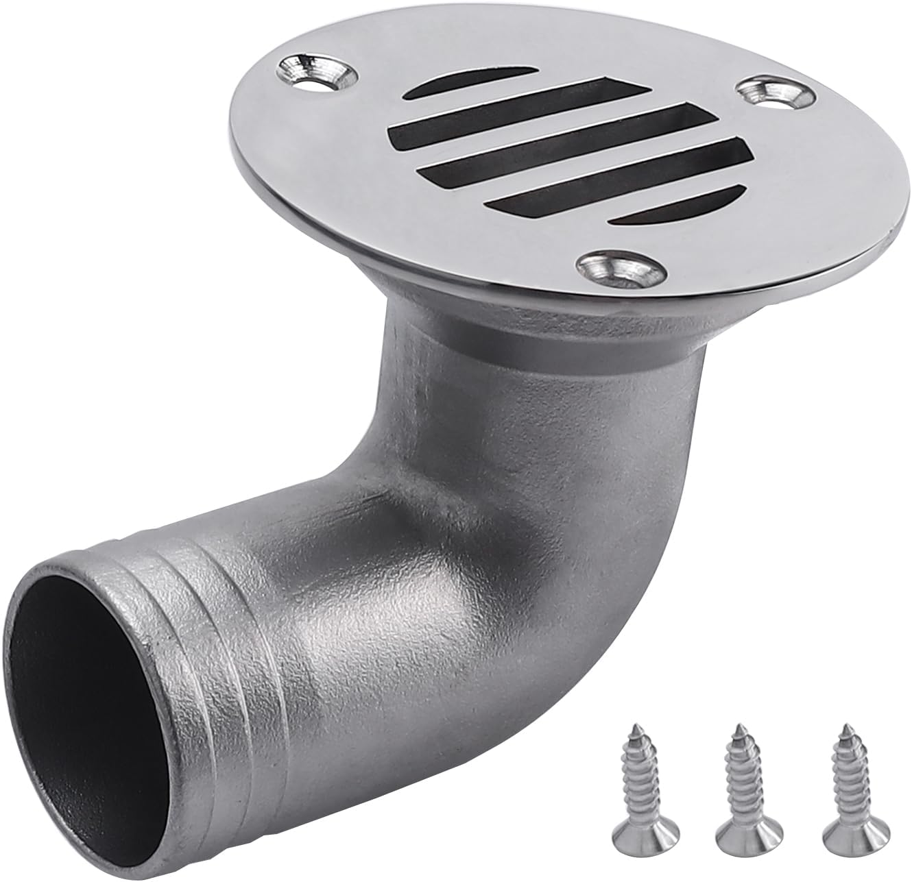 NovelBee 2pcs Boat Bend Floor Drain,90 Degree Marine 316 Stainless Steel Heavy Duty Thru Hull Drainage Scupper,1-1/2 Inch Marine Water Draining with Screws for Yacht Deck