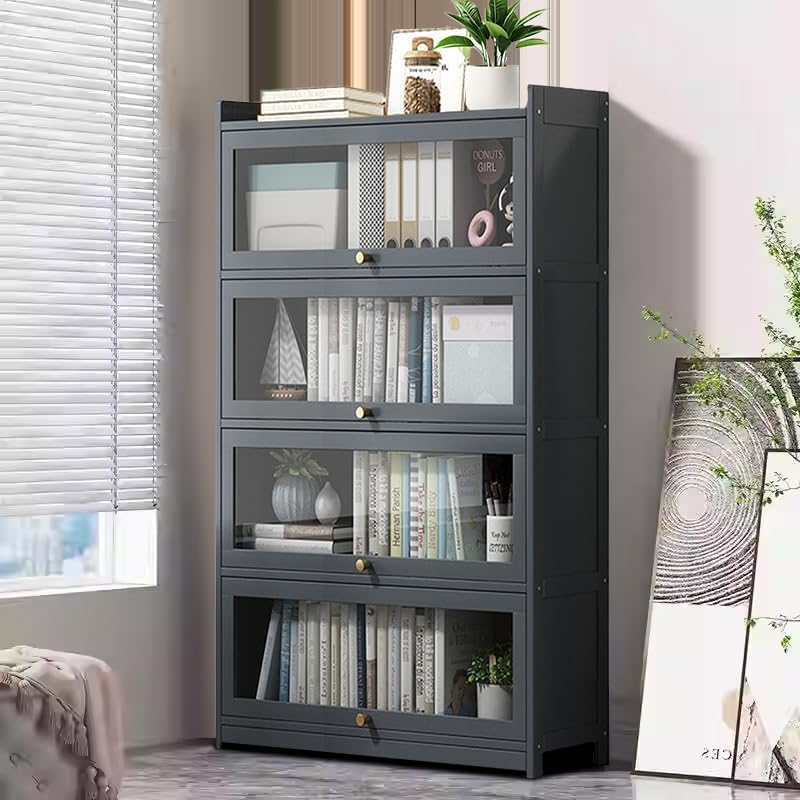 Orixal Display Cabinet with Acrylic Doors, 4-Tier Bamboo Curio Display Case for Figures - Display Shelves for Collectibles & Toy Display Cabinet for