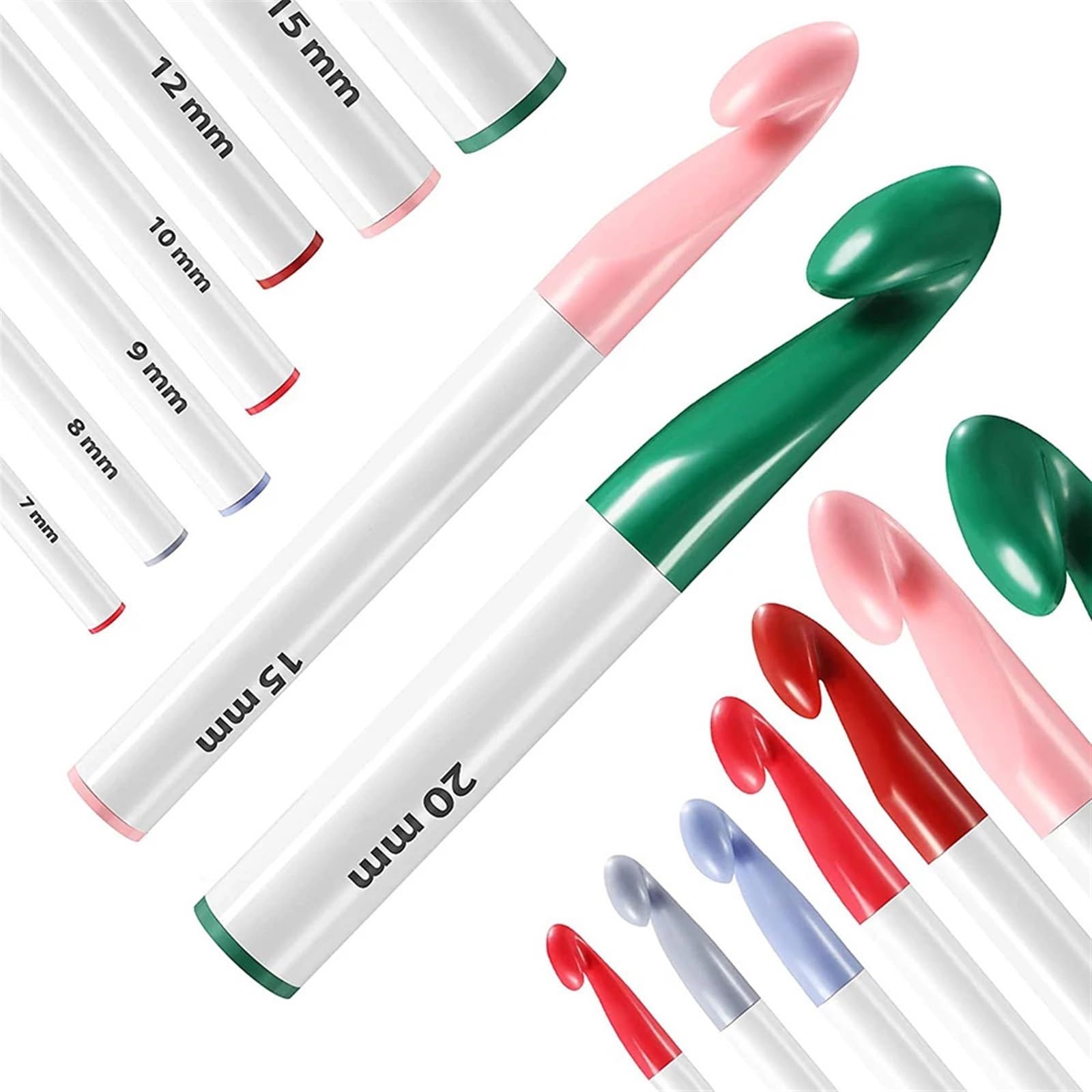 Ganchillo Set Juego de 7 Agujas de Crochet enormes de 20 mm a 7 mm for Tejer a Crochet, Juego de Agujas de Tejer, Herramientas de Tejido de Hilo for Manualidades DIY