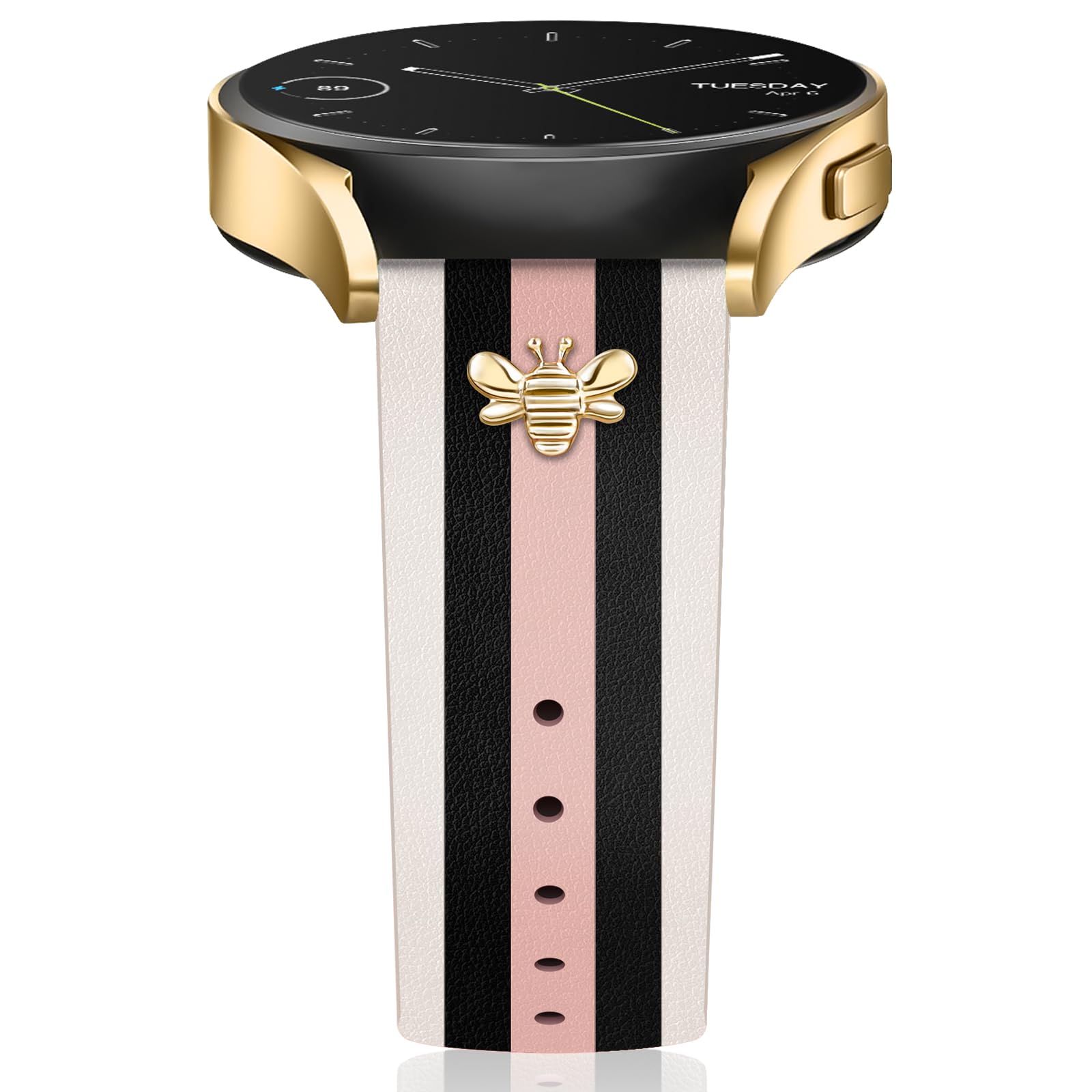 MOINSPIRE Designer-Lederarmbänder mit Charms, kompatibel mit Samsung Galaxy Watch 7/6/5/4/Active 2 40 mm, 44 mm/Watch 6 Classic 43 mm, 47 mm/Watch 5 Pro 45 mm/Watch 4 Classic 42 mm, 46 mm, 20 mm