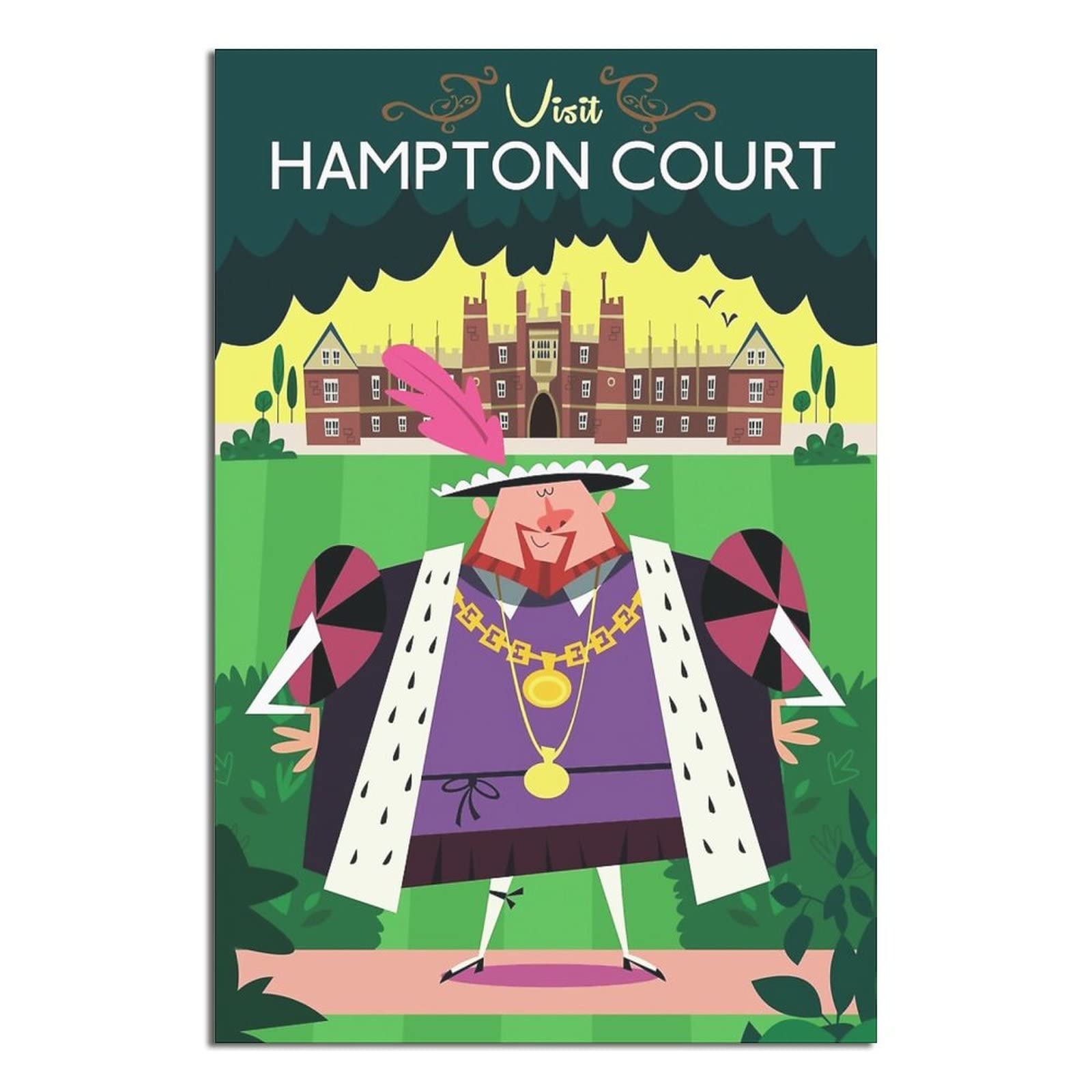 Hampton Court London England Vintage Travel Poster Canvas Art Wall Decor Poster Picture Print Painting Posters Gift 20x30inchs(50x75cm)