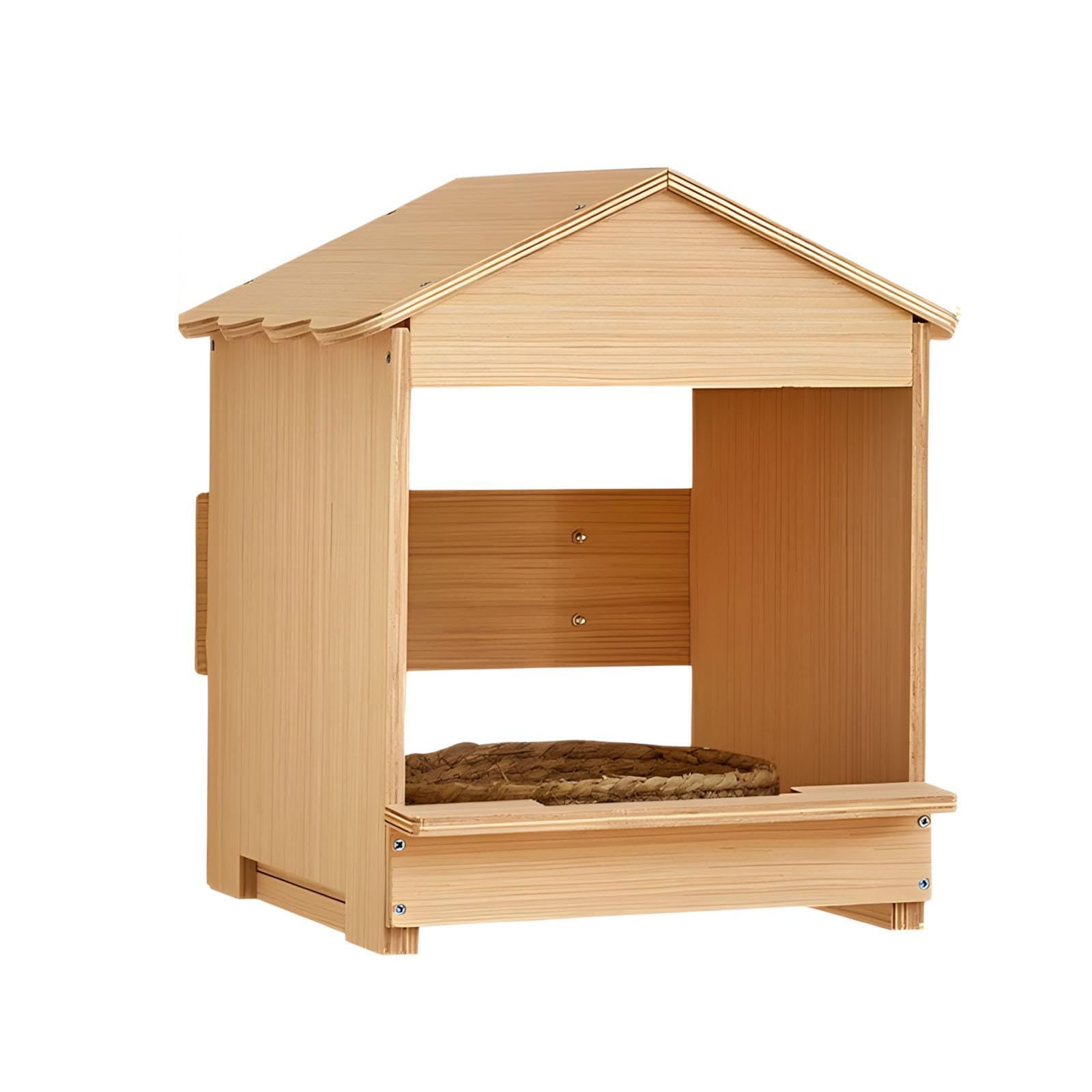 Práctico nido colgante para pájaros con parte superior inclinada y plataforma para espacios limpios y secos, caja de pollos