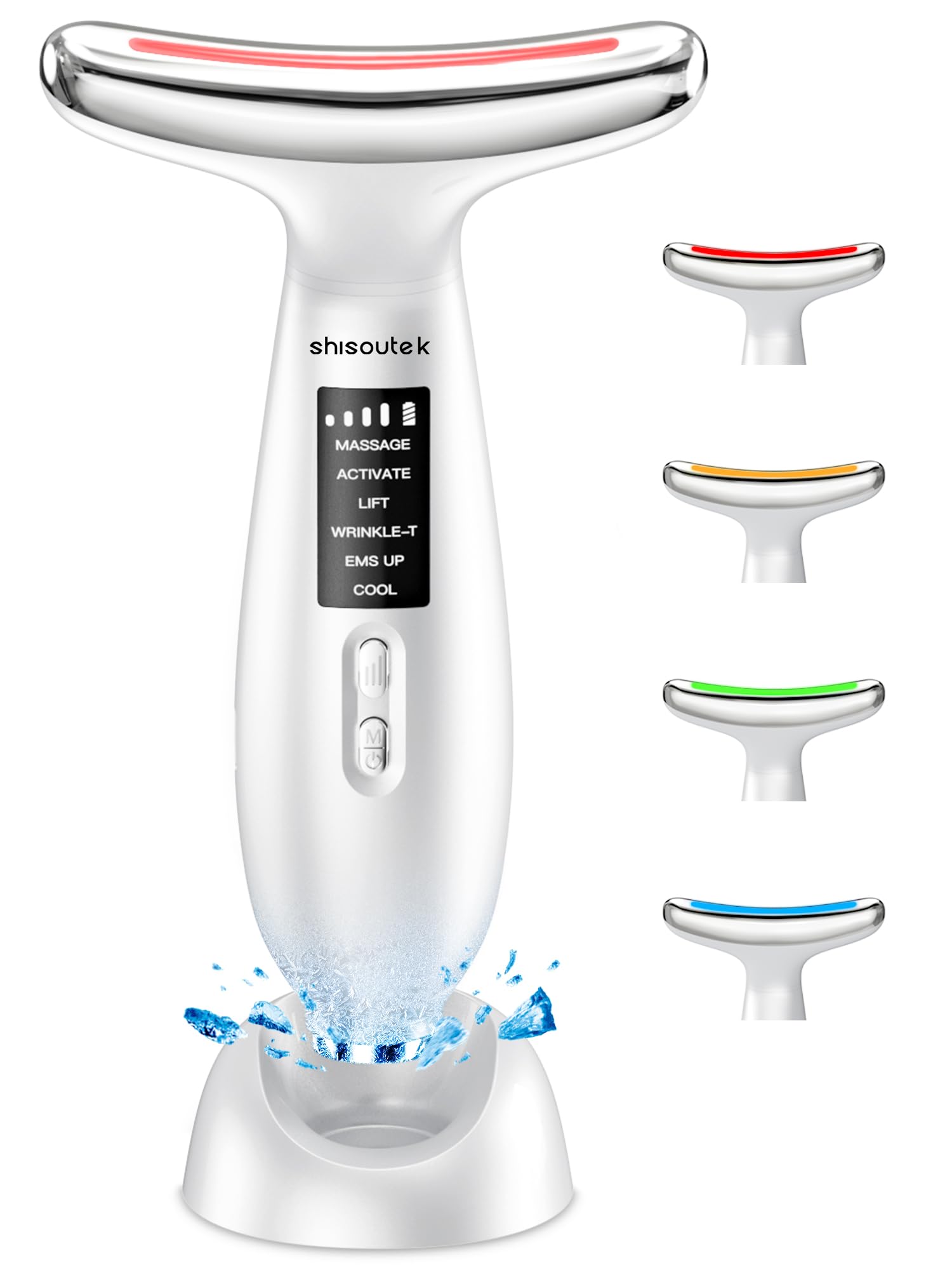 Masajeador Facial Eléctrico Cara Antiarrugas: Masaje Facial Lifting Reafirmante 5℃ Frio y 45℃ Calor - Aparatos Facials Mujer 6 Modos LED 4 Colores - Máquina EMS Belleza para Reafirmar Cuello Papada