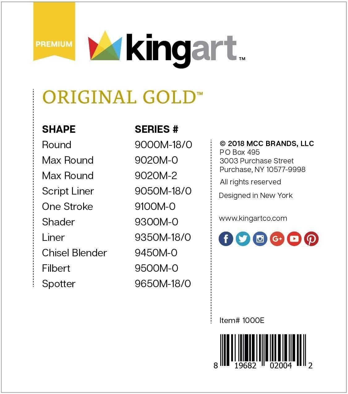 KINGART Original Gold Miniature Detail Series, Comfort Handle, Premium Golden Taklon, Multimedia Artist Brushes, Set of 10, Acrylic Handle, for Oil, Acrylic, Watercolor, and Gouache Paints