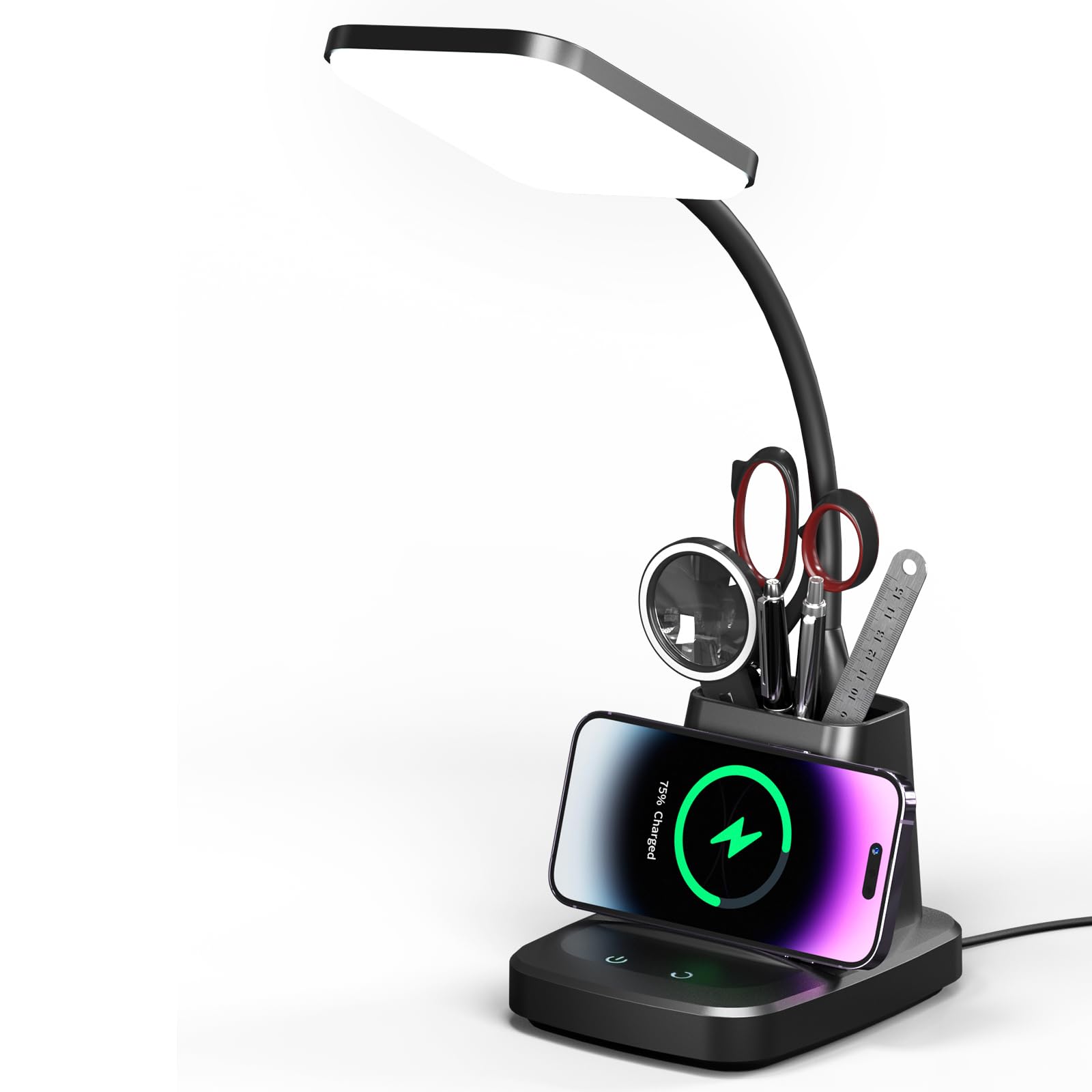 LED Desk Lamps with Pen Holder, Desk Lamp with Wireless Char