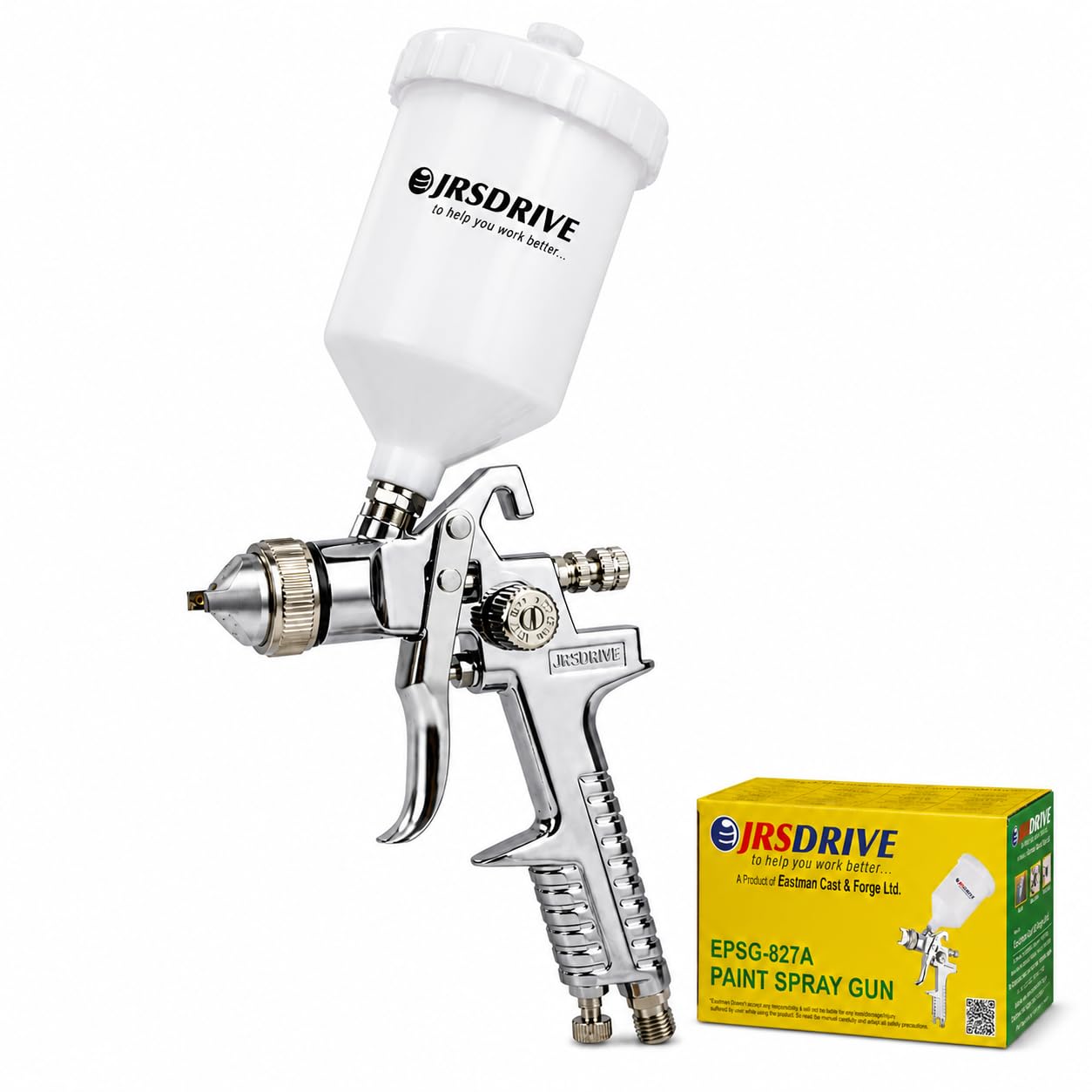 EASTMAN Pneumatic Paint Spray Gun (EPSG-827A) - Professional Gravity Feed Sprayer with 600ml Cup | 3-4 Bar Operating Pressure | Ideal for Automotive, Furniture & Metal Painting | 1/4 Inch Air Inlet